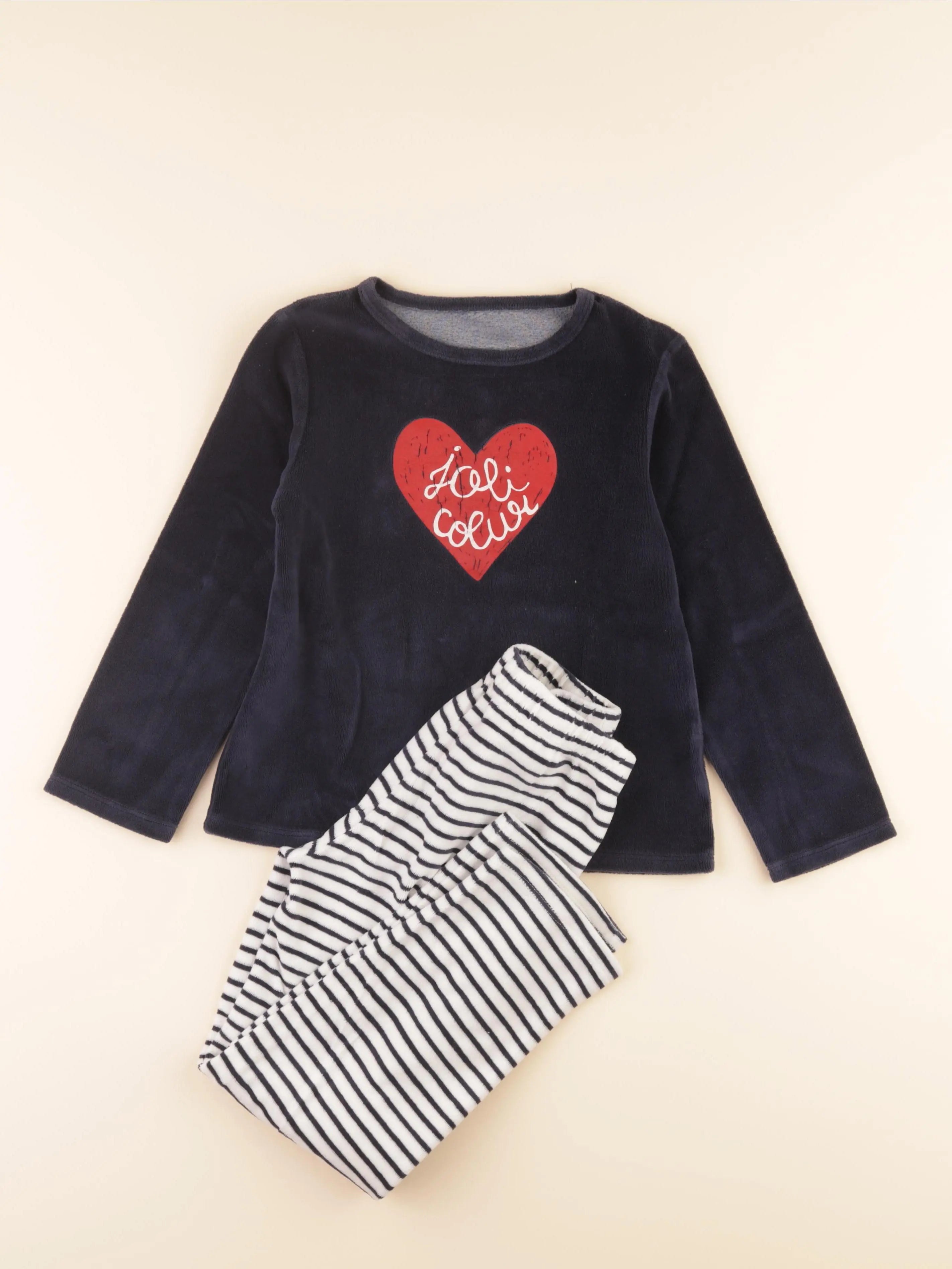 Vertbaudet - pyjama velours bleu - 8 ans