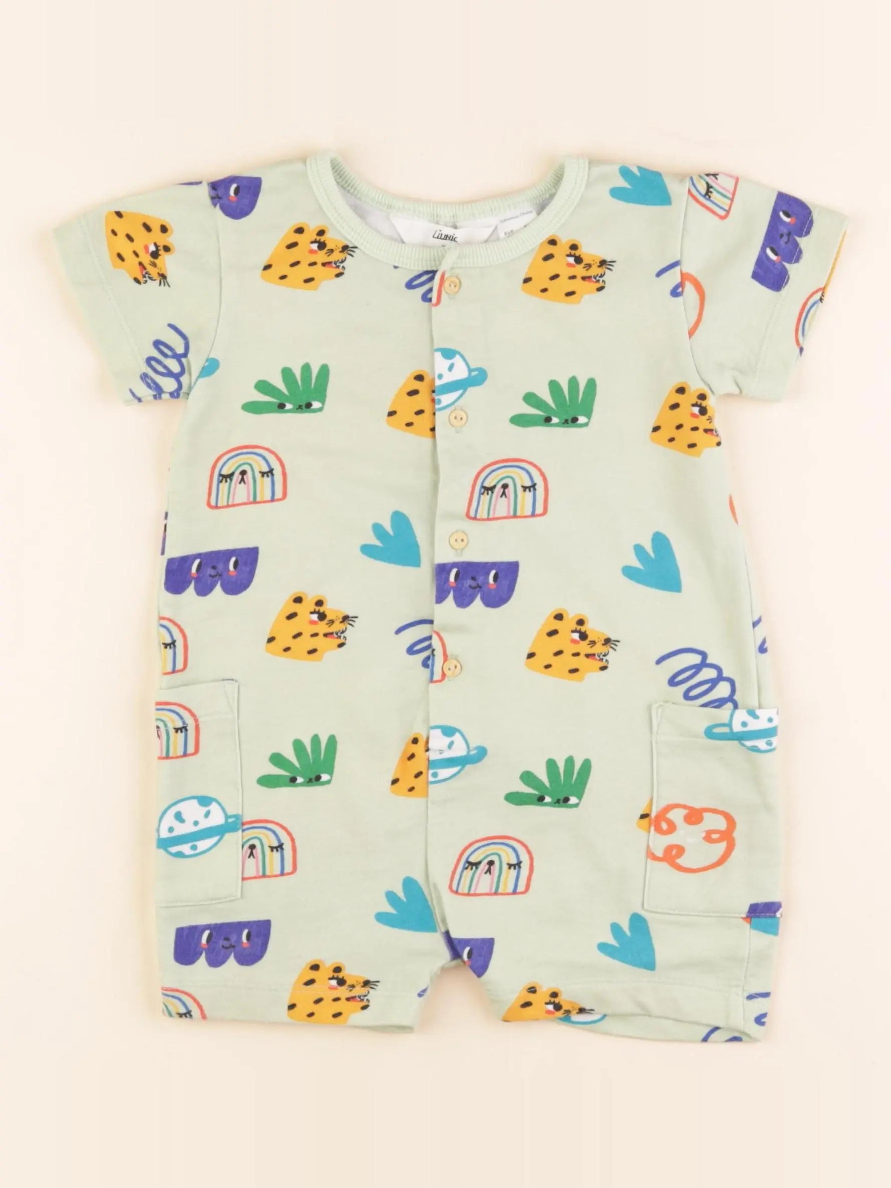 H&M - pyjama coton vert, multicolore - 9/12 mois
