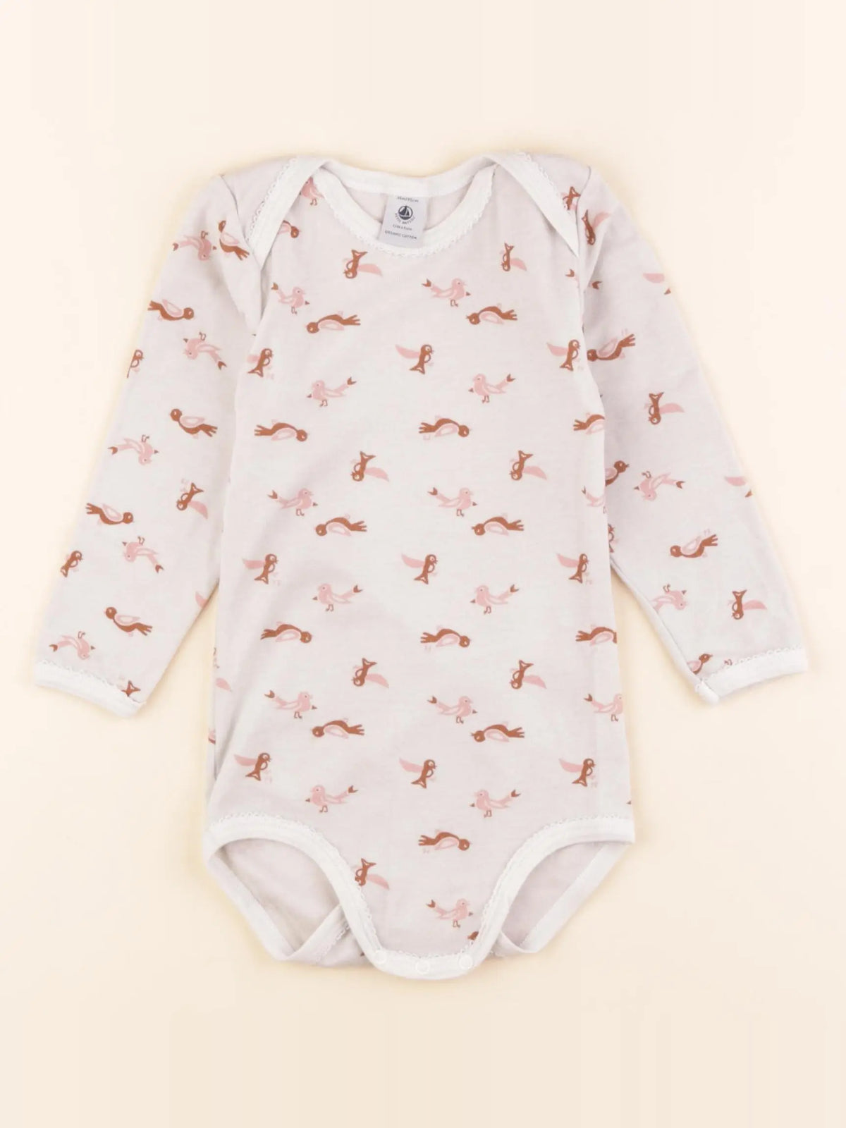 Petit Bateau - body blanc, rose - 36 mois