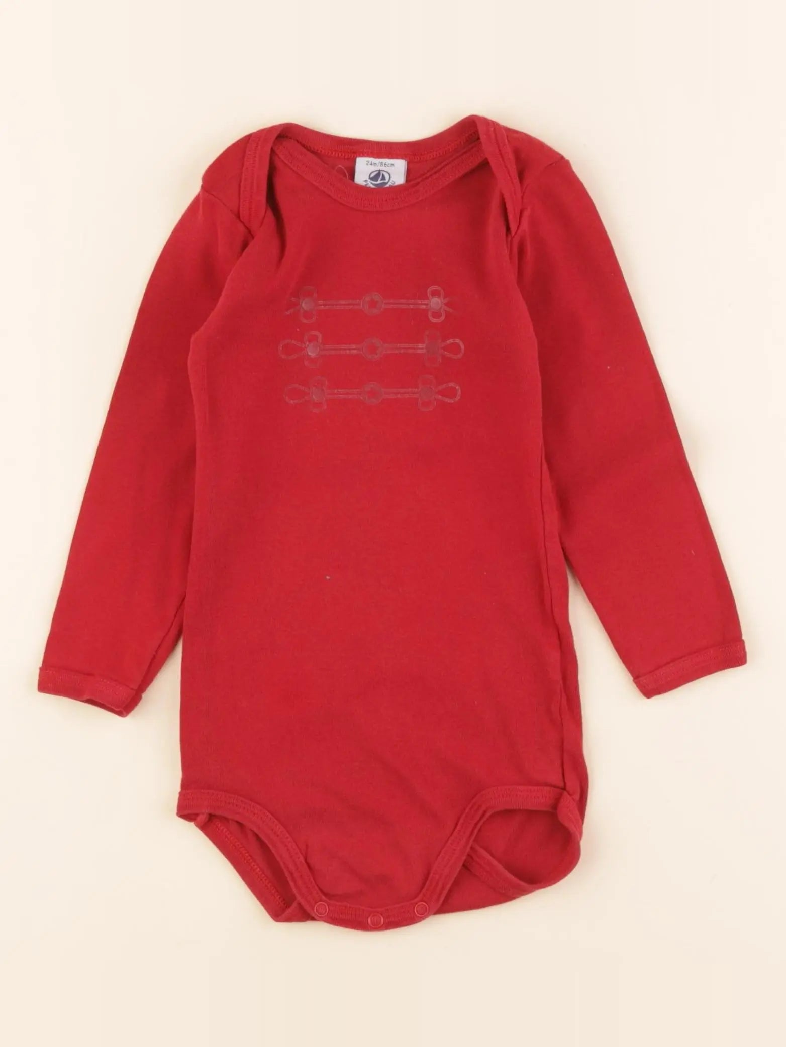 Petit Bateau - body rouge - 24 mois