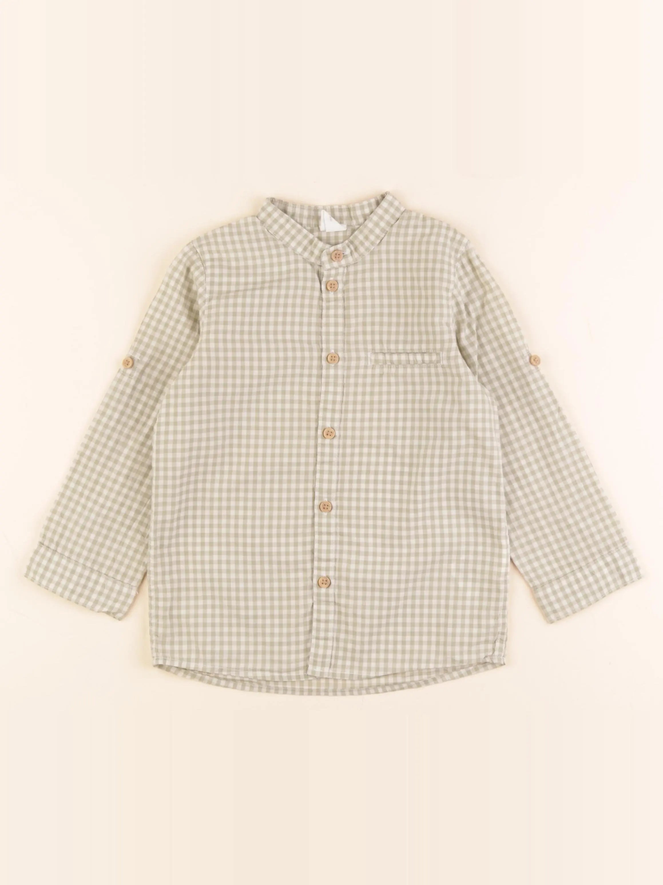 H&M - chemise blanc, vert - 2/3 ans