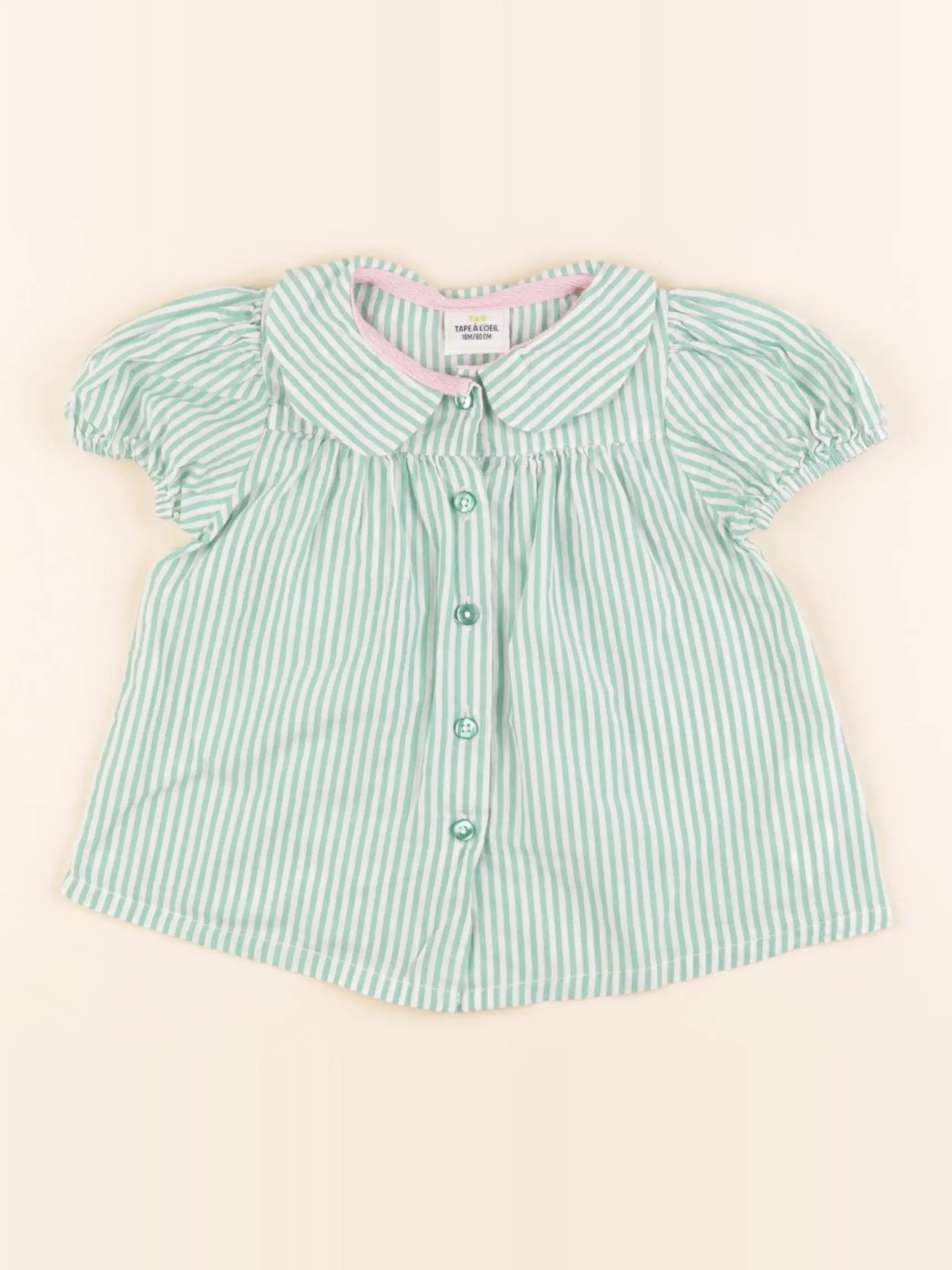 Tape à l'oeil - blouse vert, blanc - 18 mois