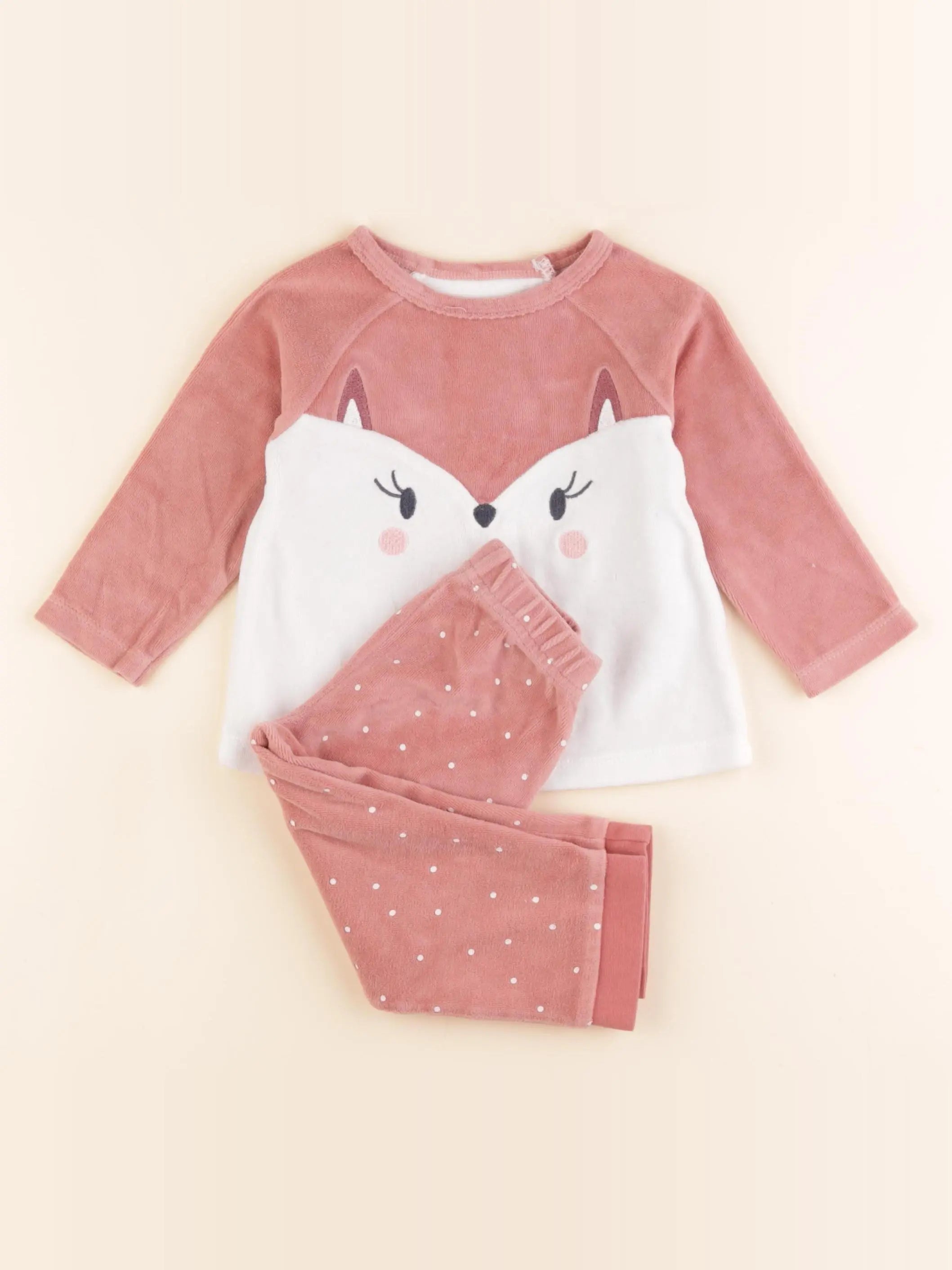 Vertbaudet - pyjama velours rose - 2 ans