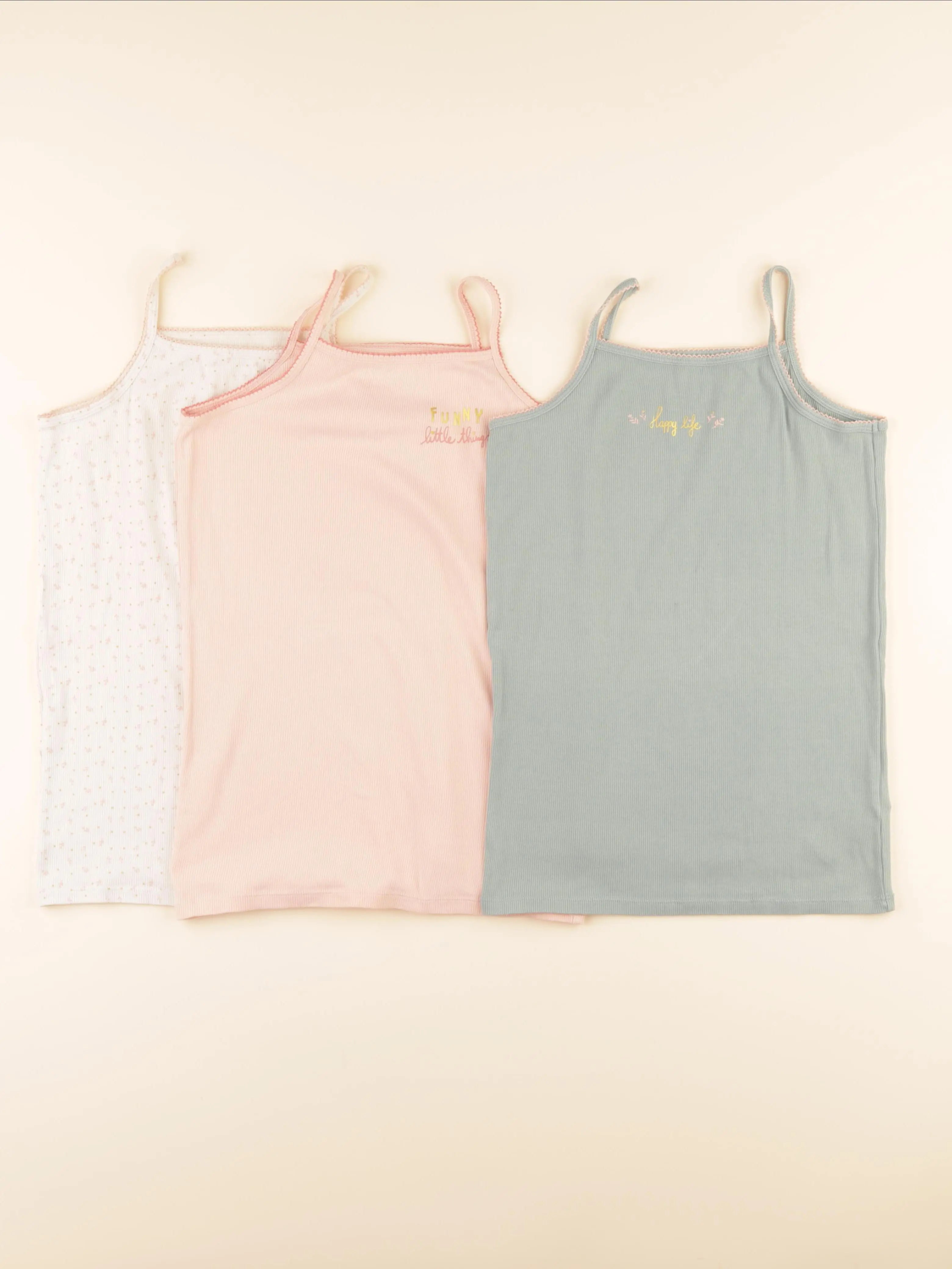 Vertbaudet - lot de 3 maillots de corps rose, vert - 12 ans