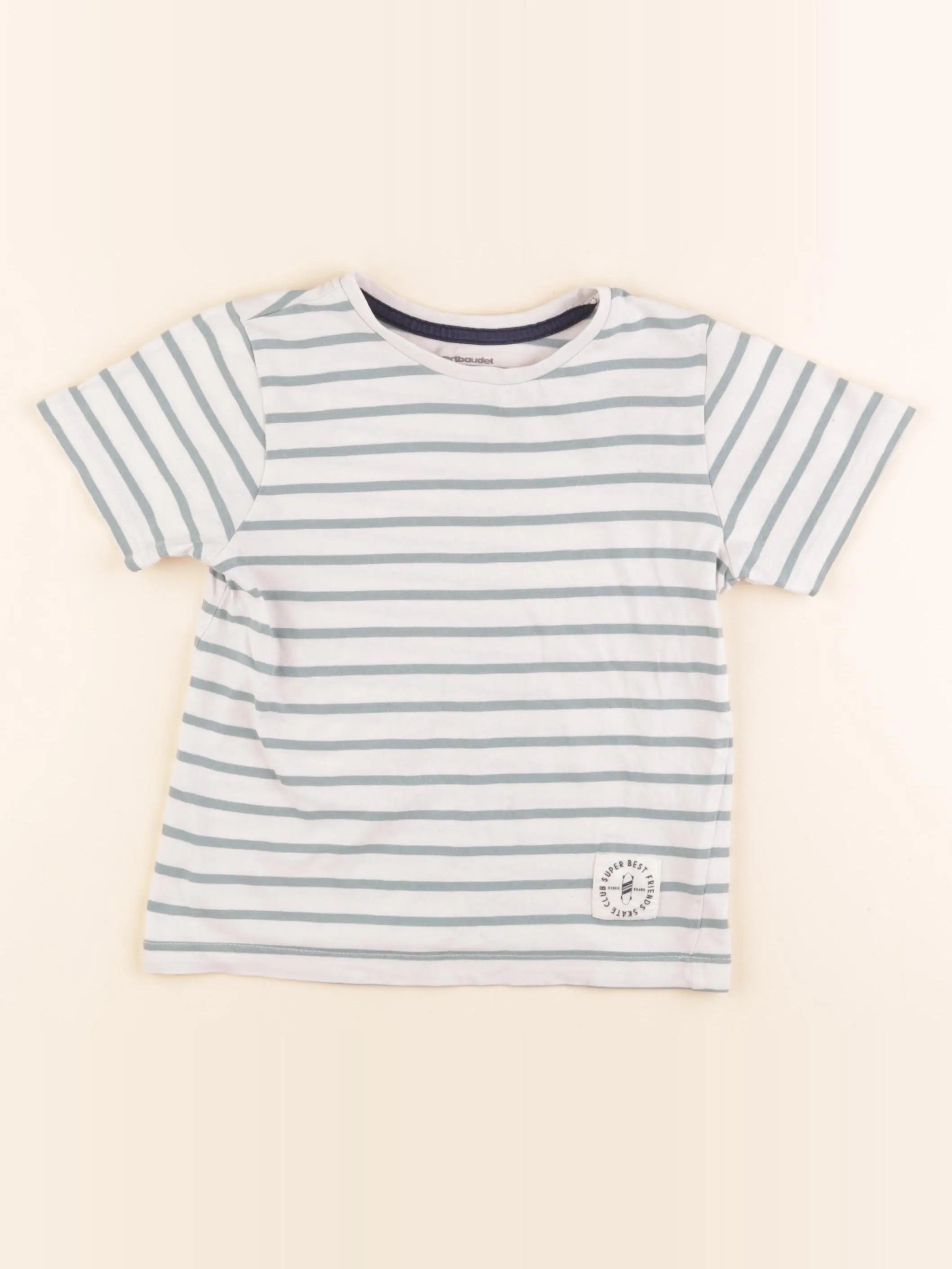 Vertbaudet - tee-shirt blanc, vert - 6 ans