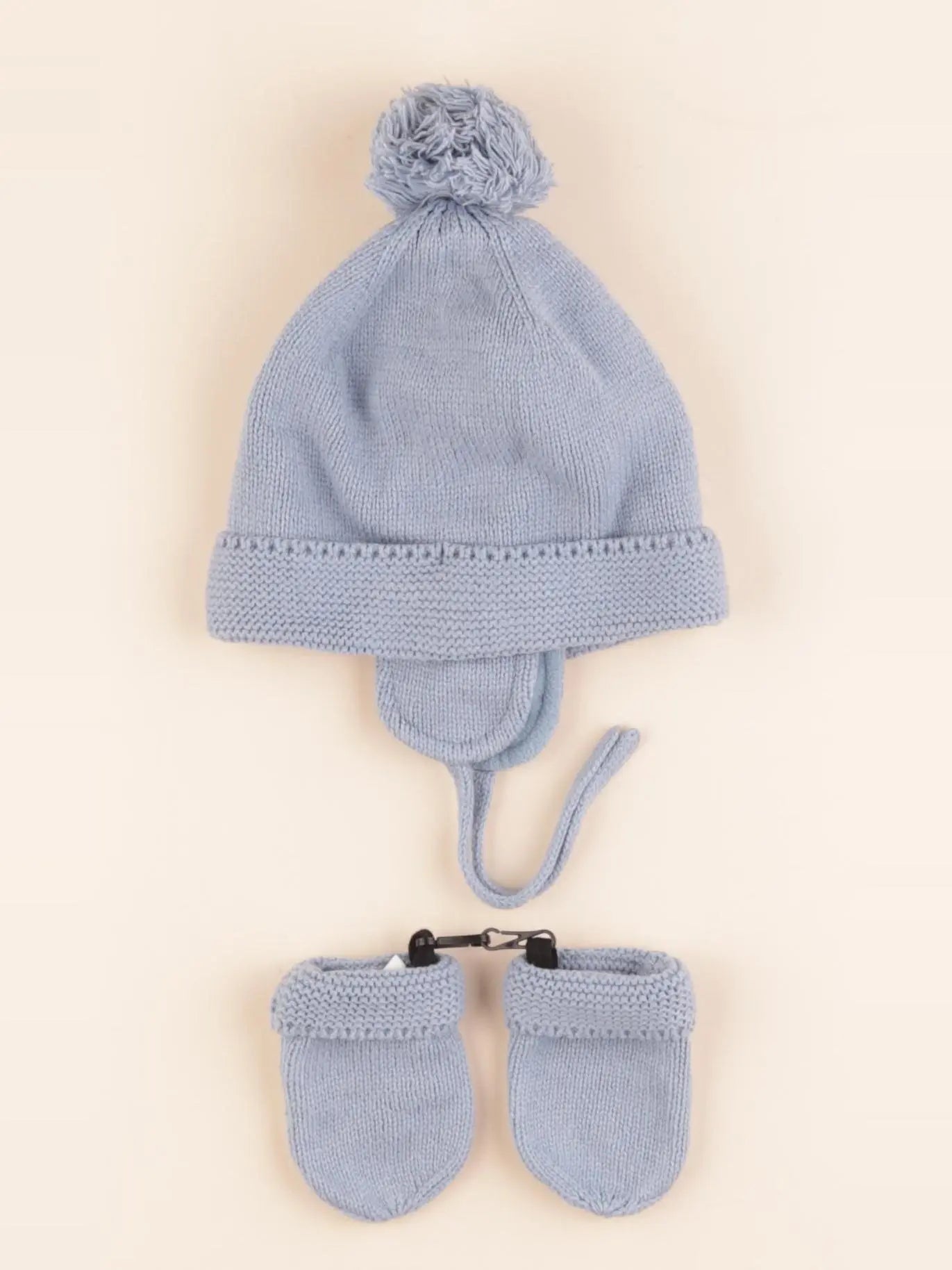 Vertbaudet - ensemble bonnet/moufles bleu - 12/18 mois