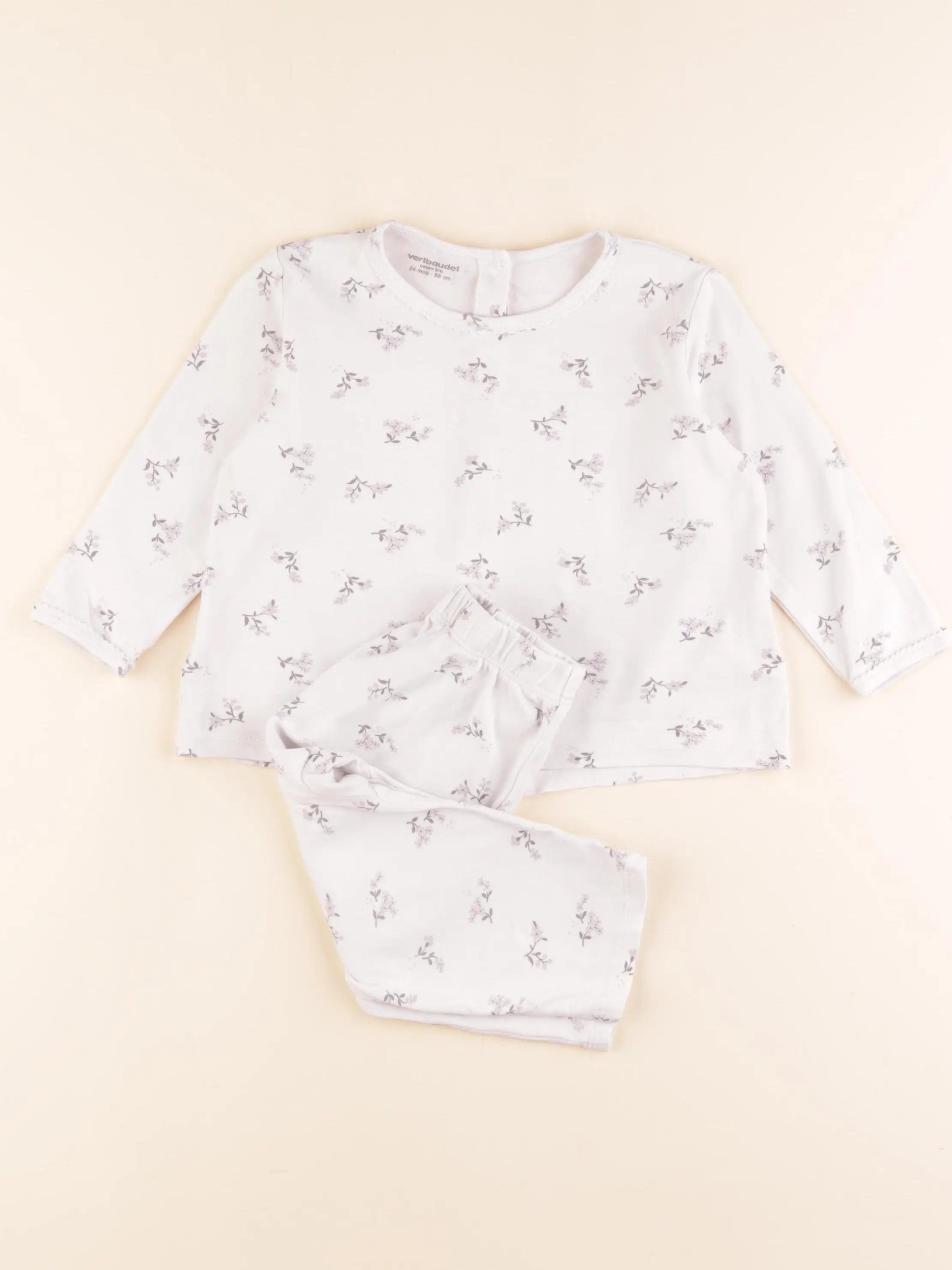 Vertbaudet - pyjama coton blanc - 24 mois
