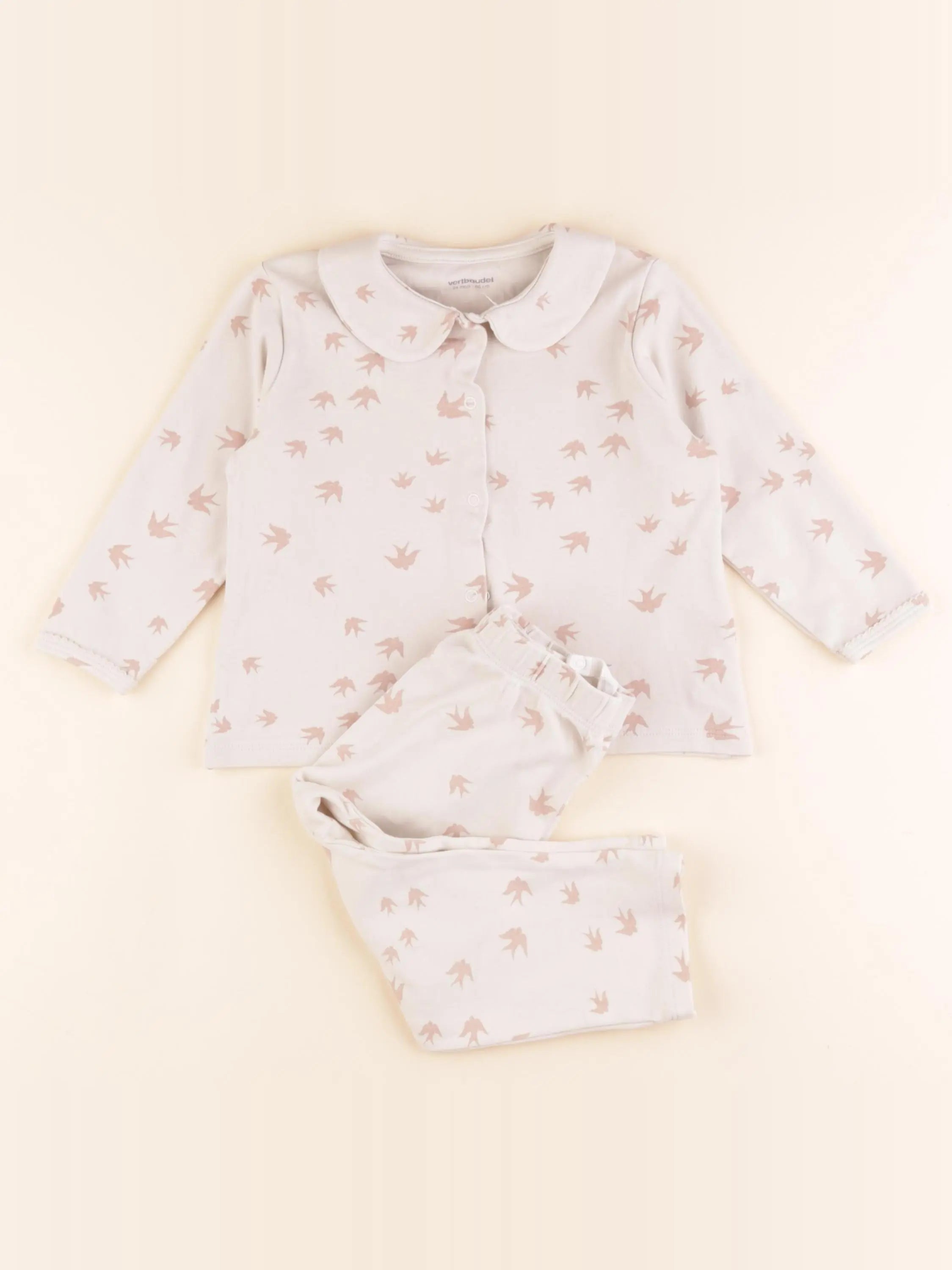 Vertbaudet - pyjama coton beige - 24 mois