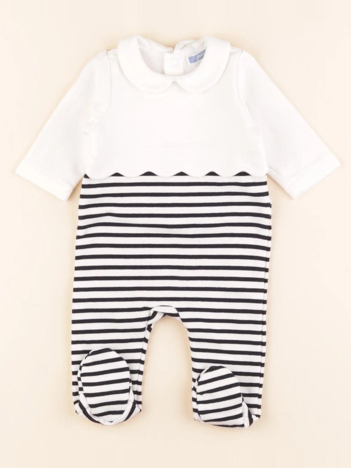 Jacadi - pyjama coton blanc, bleu - 3 mois