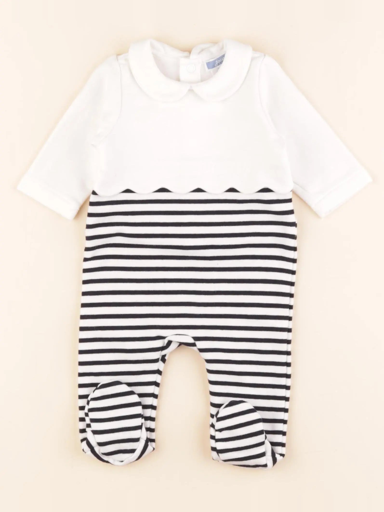 Jacadi - pyjama coton blanc, bleu - 3 mois