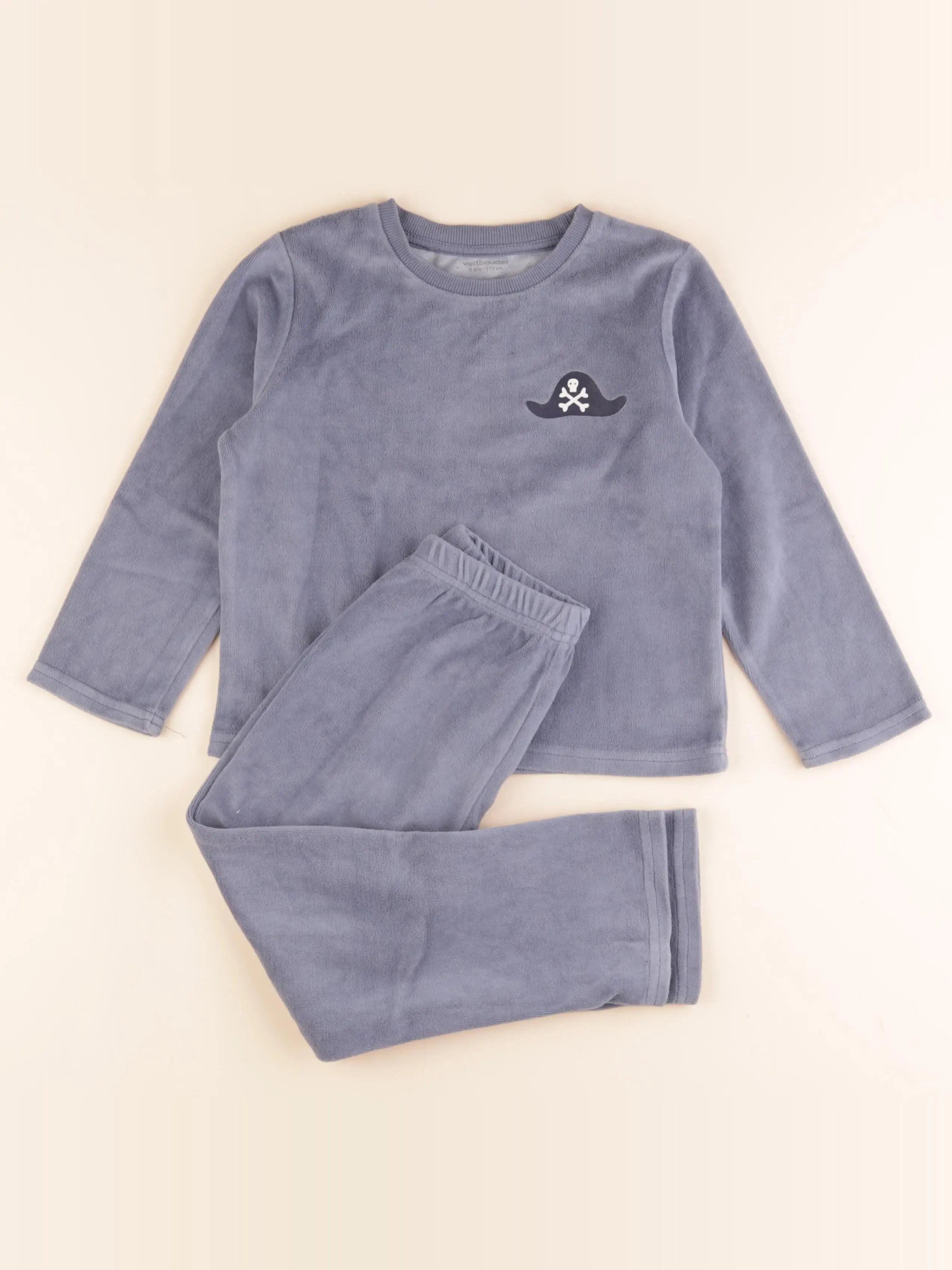 Vertbaudet - pyjama velours bleu - 5 ans
