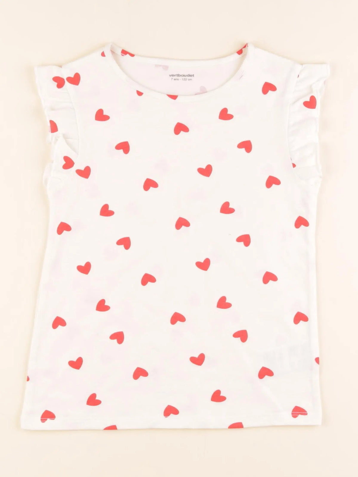Vertbaudet - tee-shirt beige - 7 ans
