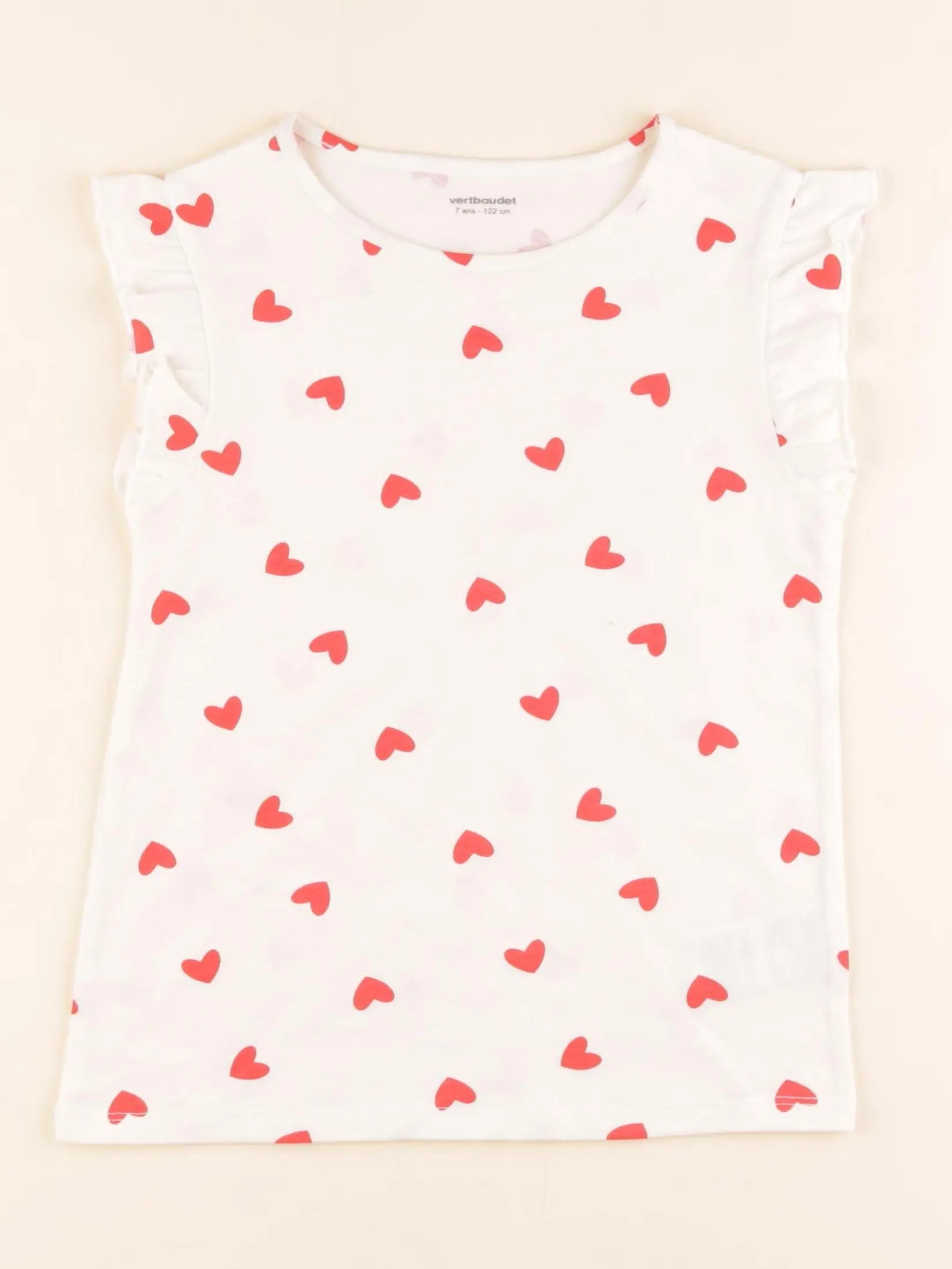 Vertbaudet - tee-shirt beige - 7 ans