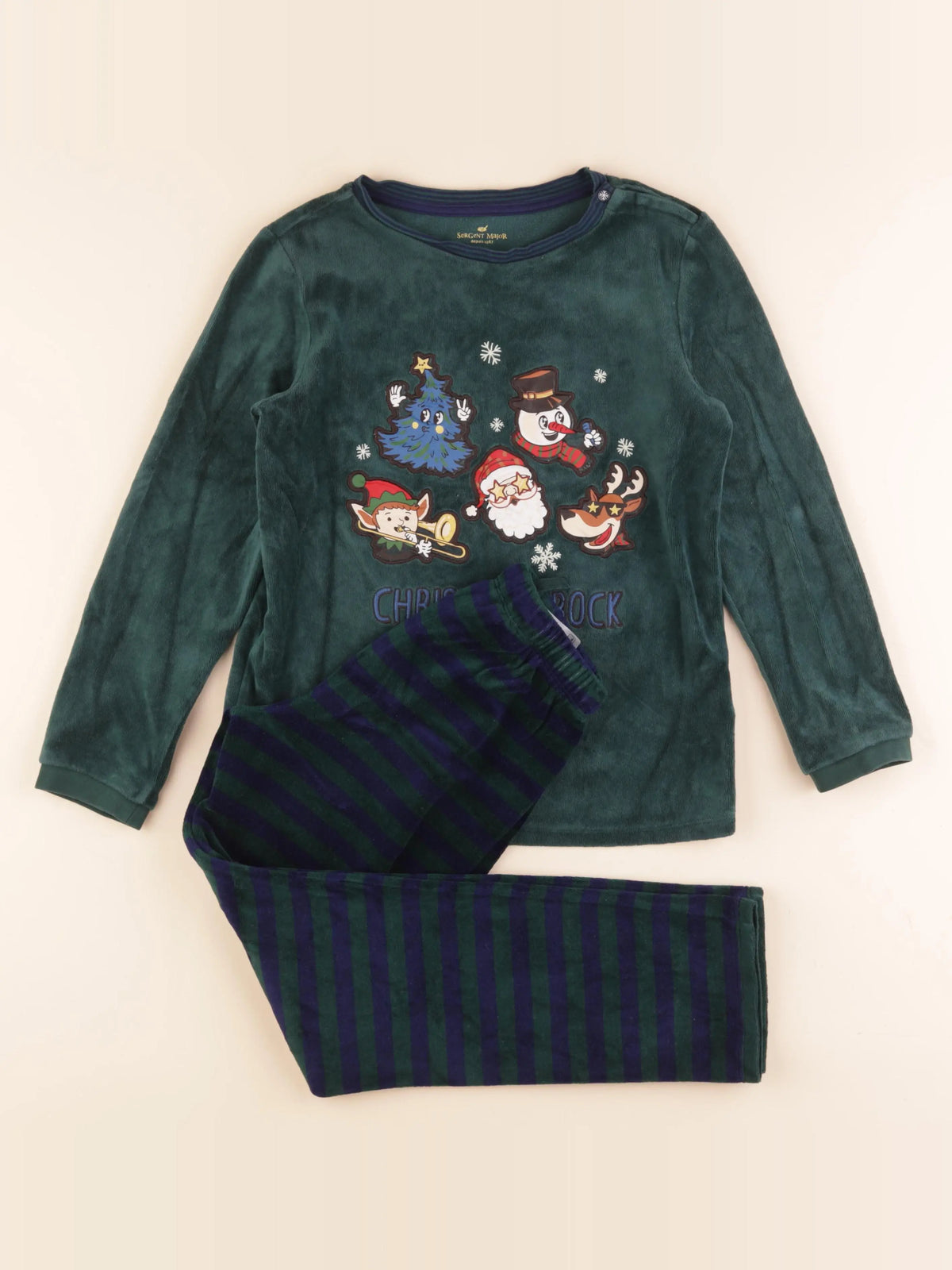Sergent Major - pyjama velours vert - 10 ans