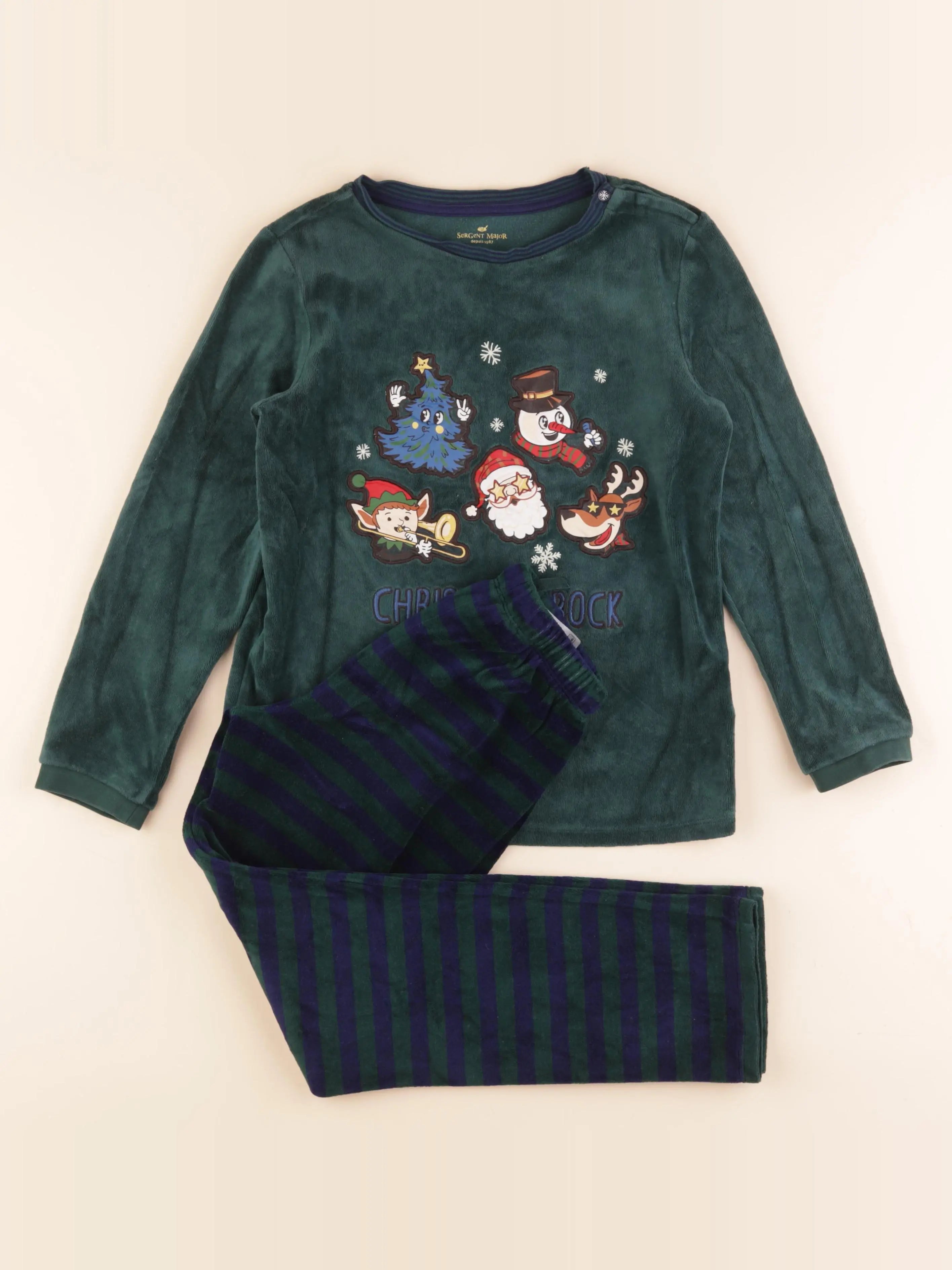 Sergent Major - pyjama velours vert - 10 ans