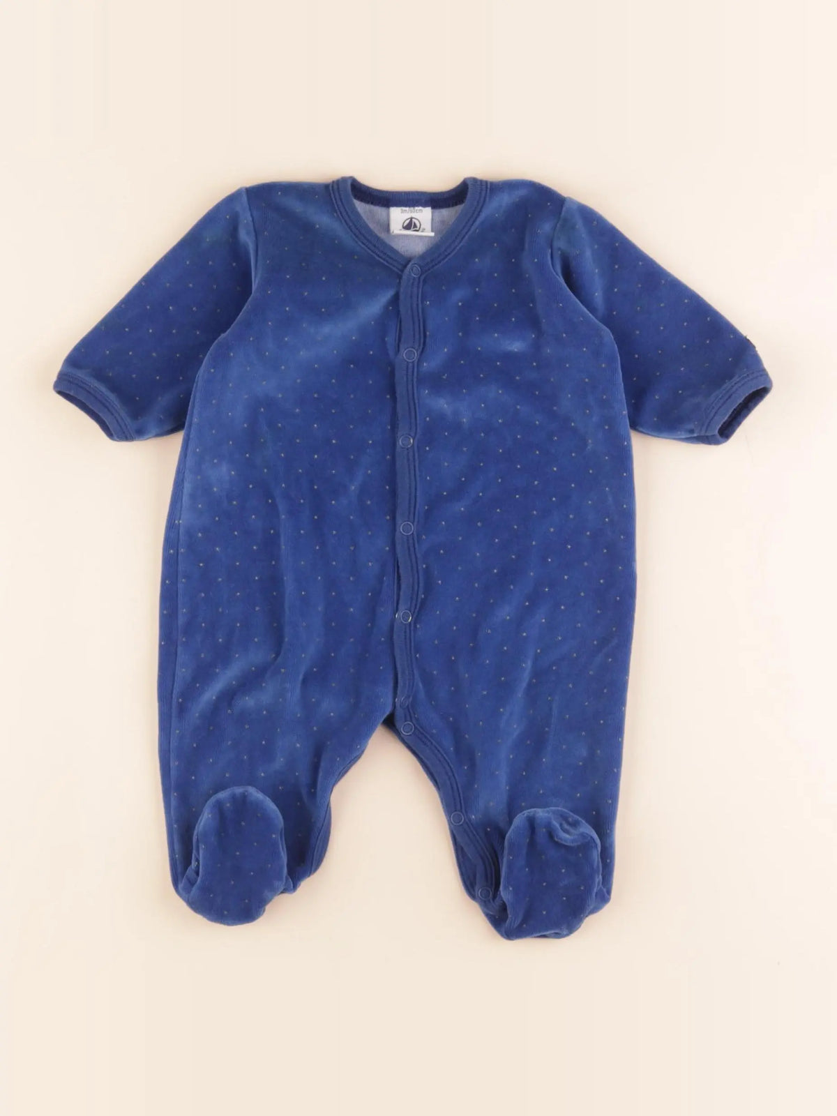 Petit Bateau - pyjama velours bleu - 3 mois