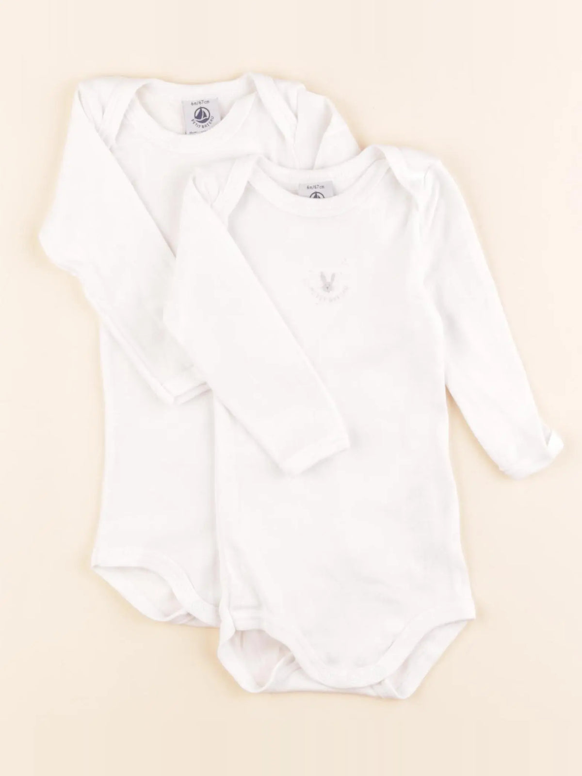 Petit Bateau - lot de 2 bodies en coton blanc - 6 mois