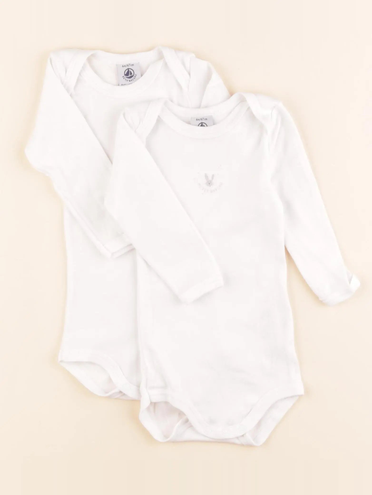 Petit Bateau - lot de 2 bodies en coton blanc - 6 mois