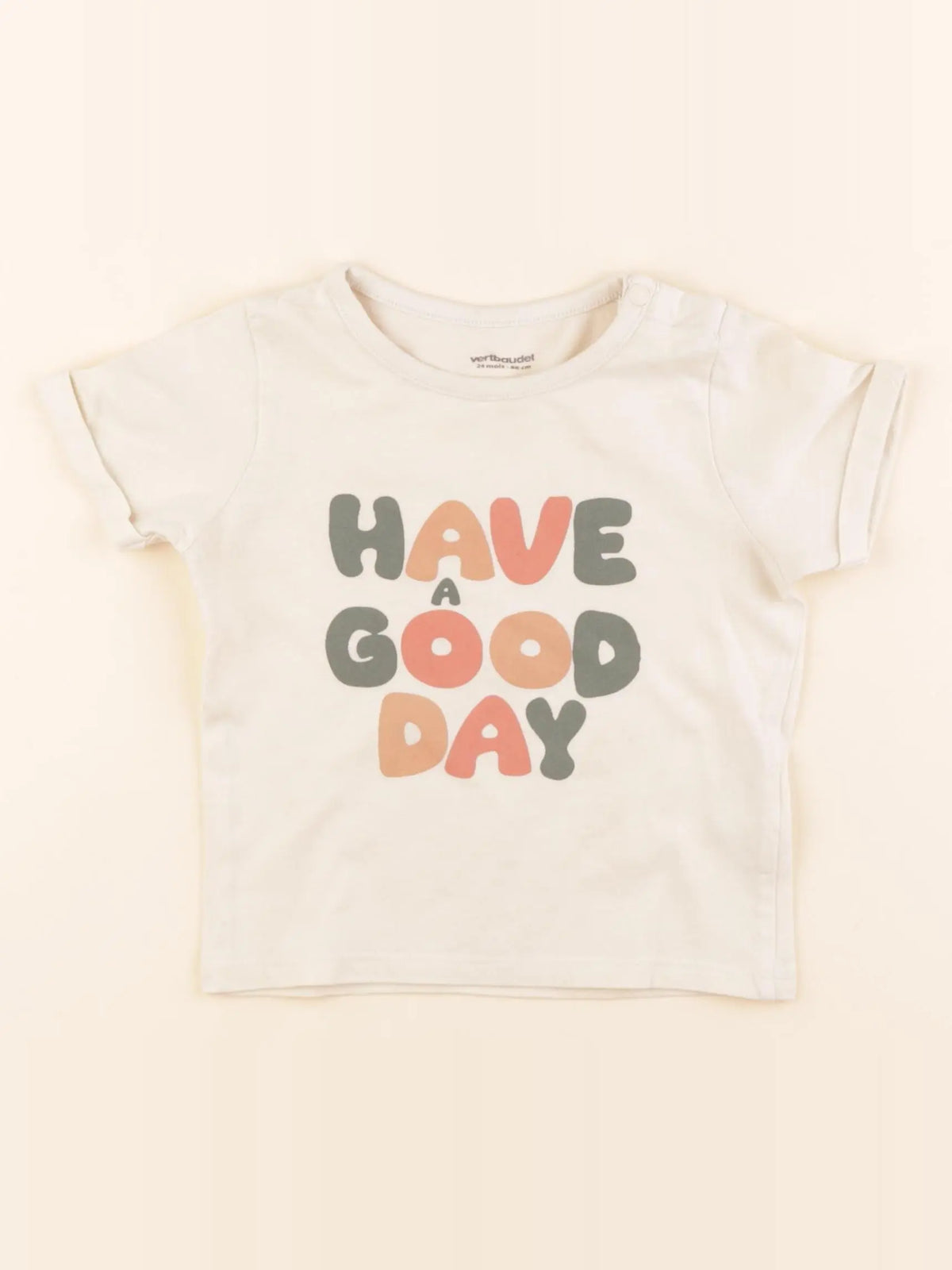 Vertbaudet - tee-shirt beige - 24 mois