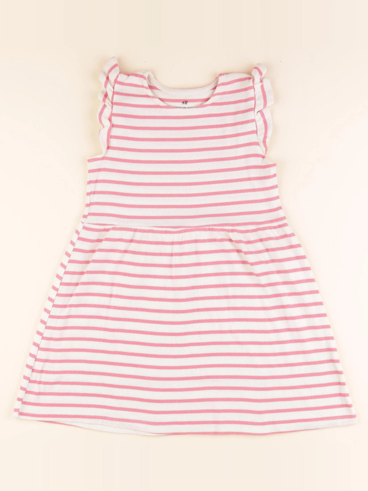 H&M - robe blanc, rose - 6/8 ans
