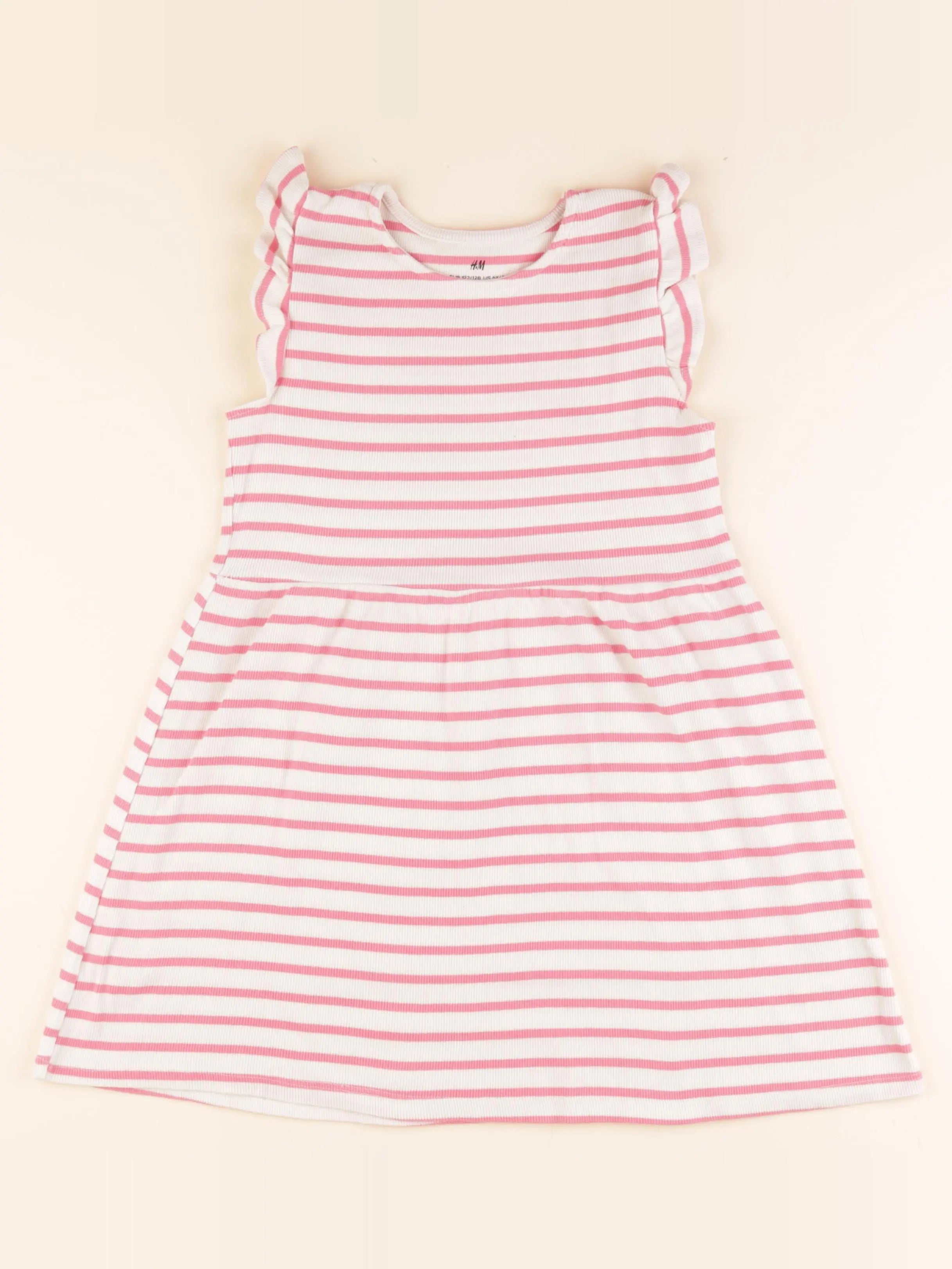 H&M - robe blanc, rose - 6/8 ans