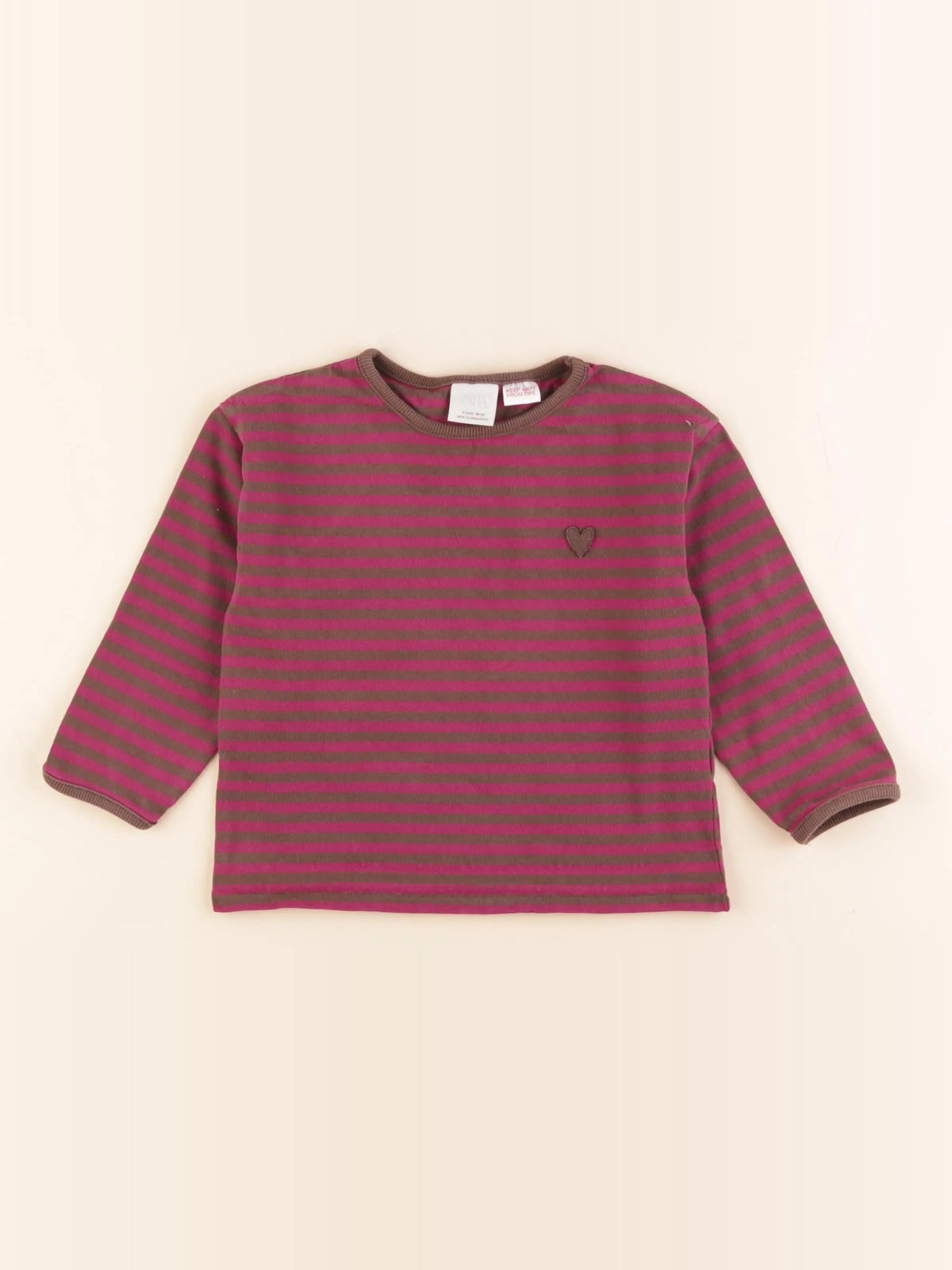 Zara - tee-shirt marron, rose - 3 ans
