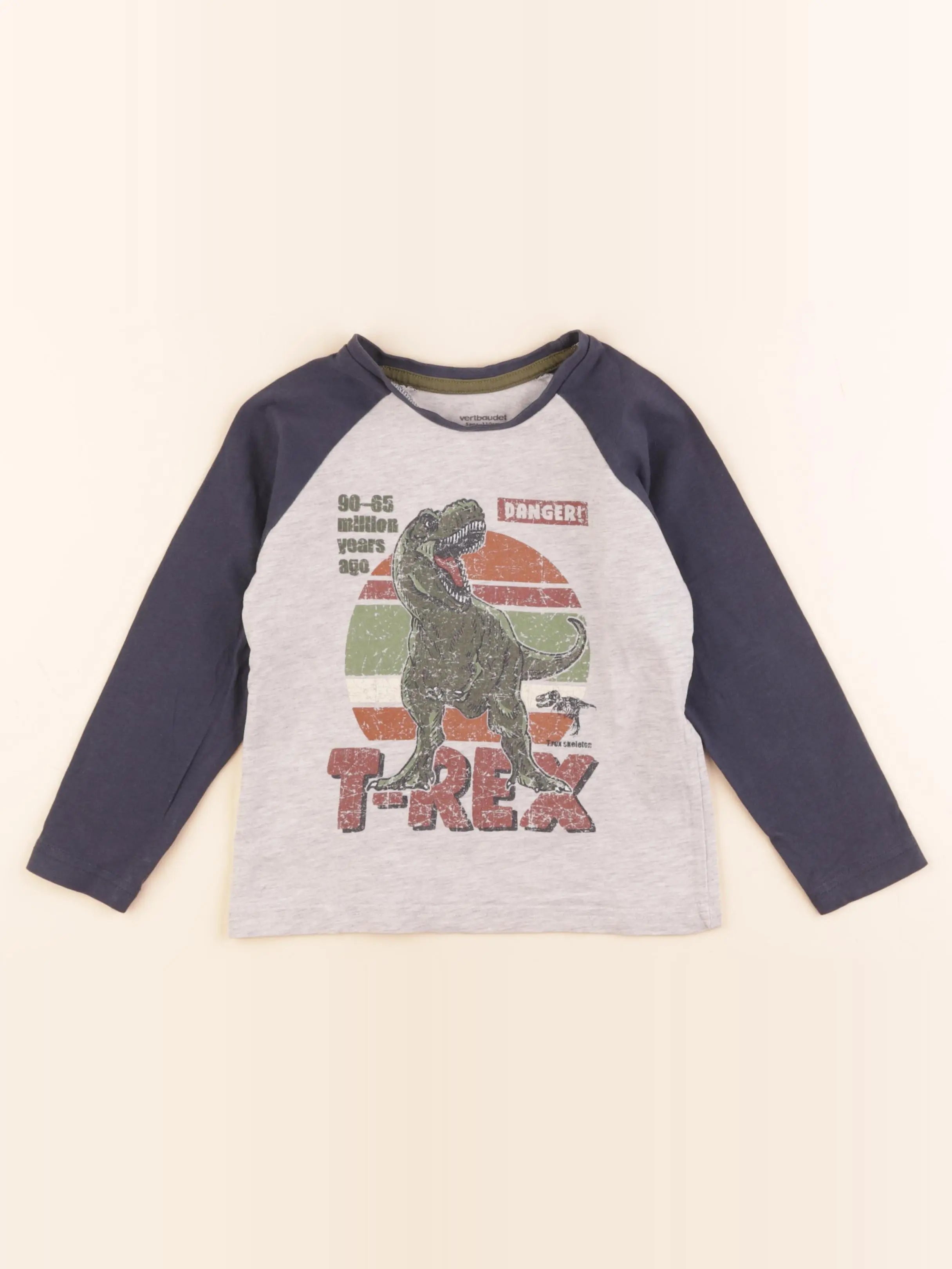 Vertbaudet - tee-shirt bleu, gris - 5 ans