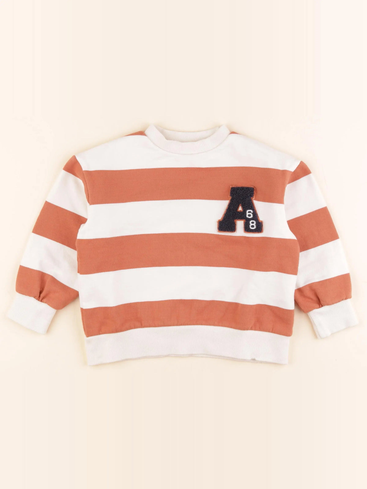 Vertbaudet - sweat orange, beige - 5 ans