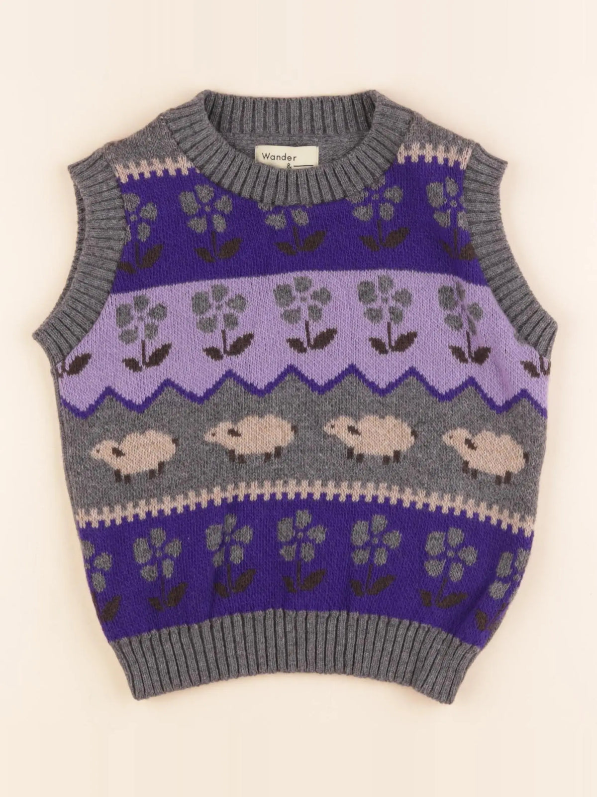 Pull violet, gris