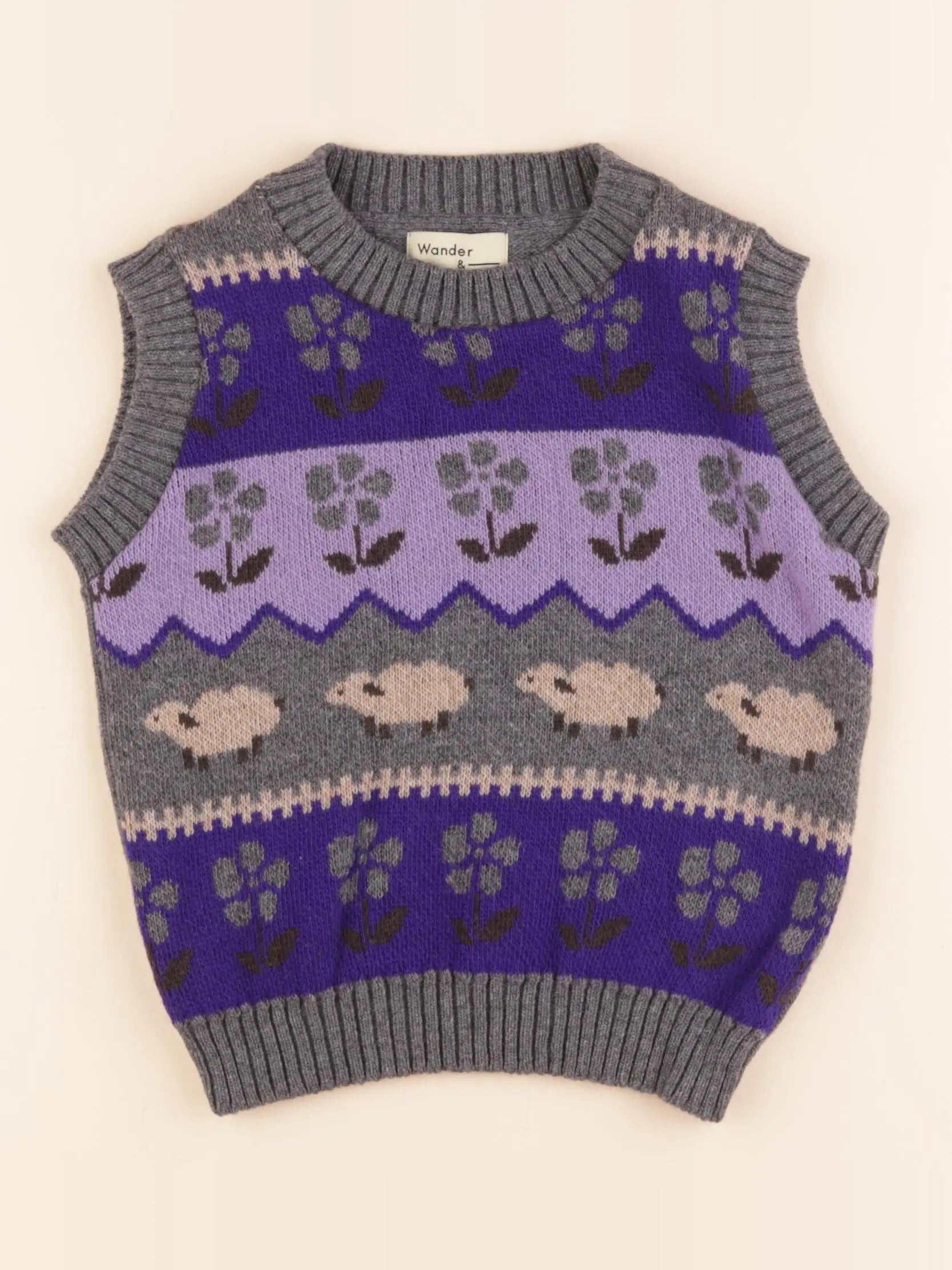 Pull violet, gris
