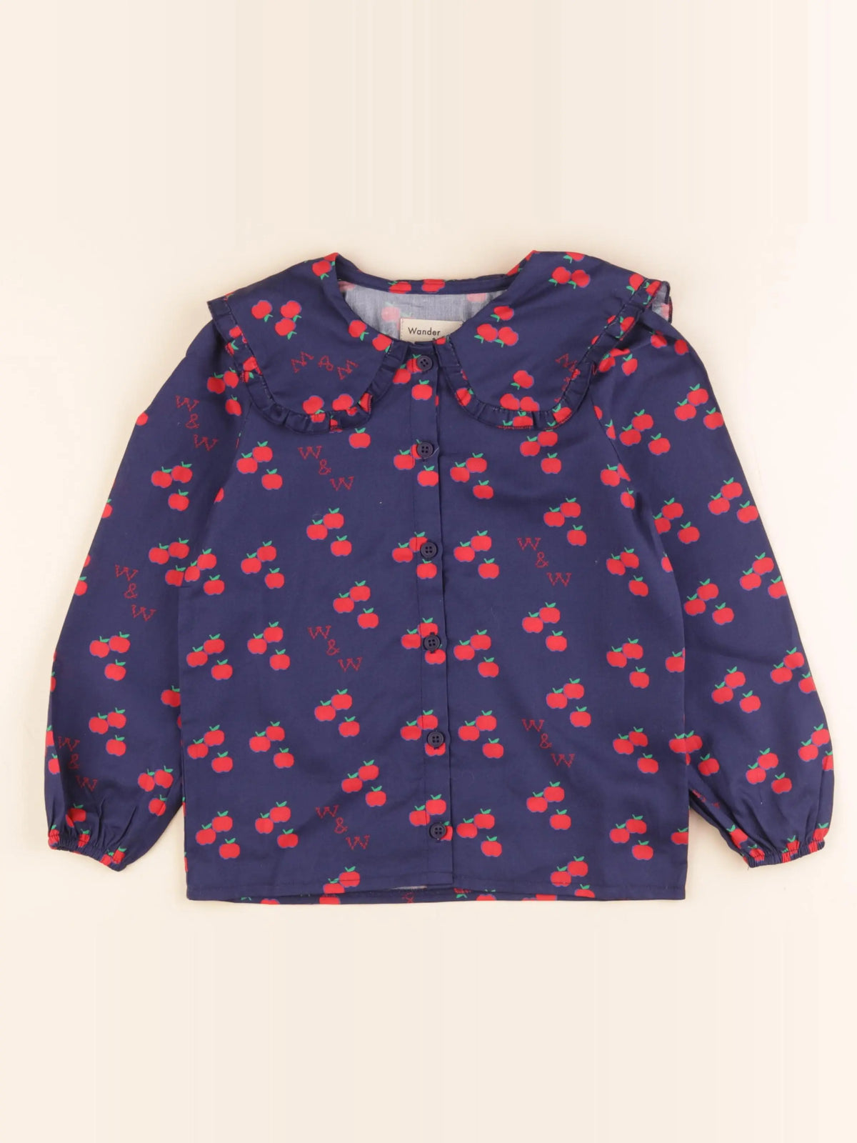 Blouse bleu, rouge