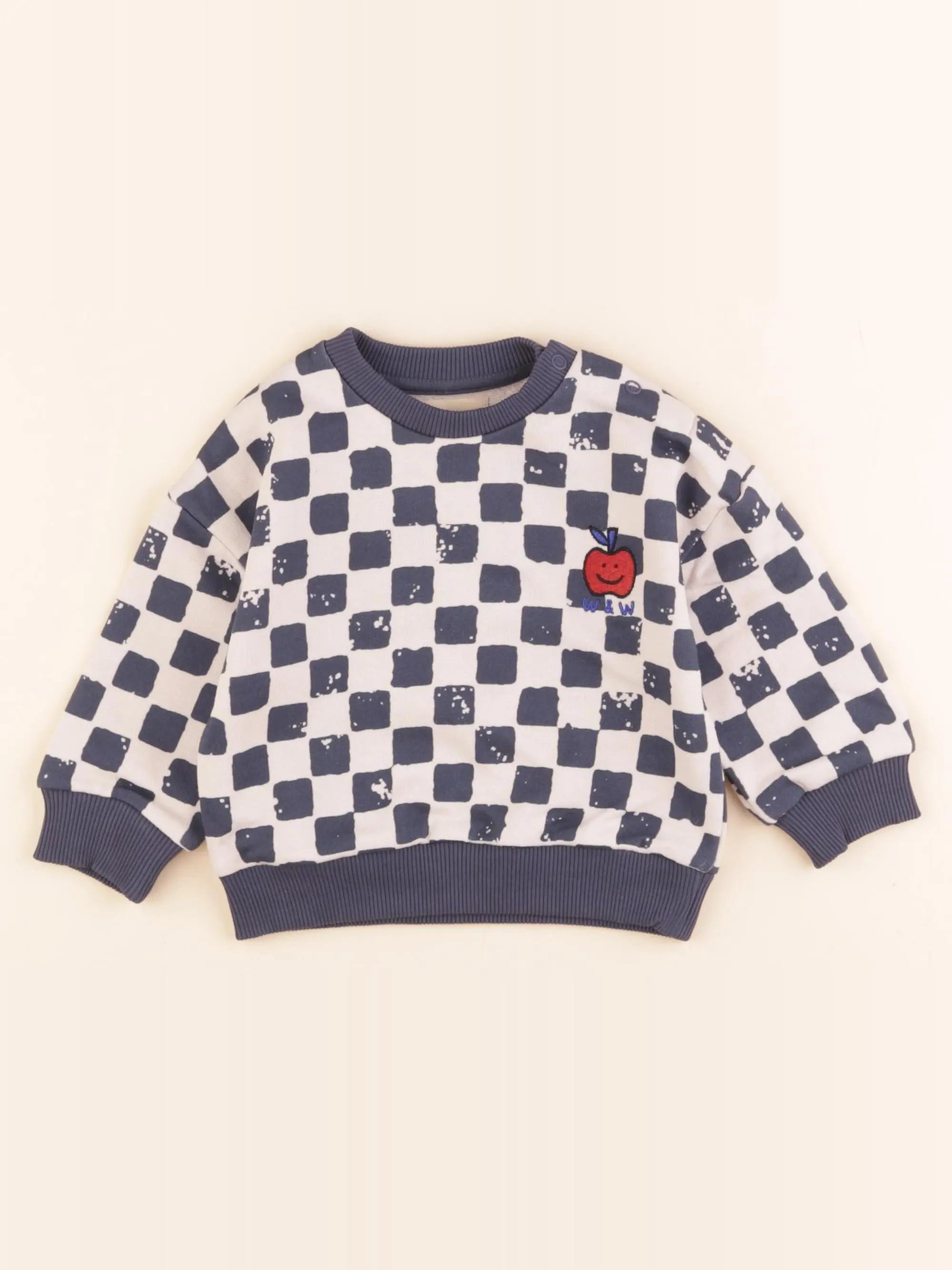 Sweat blanc, bleu