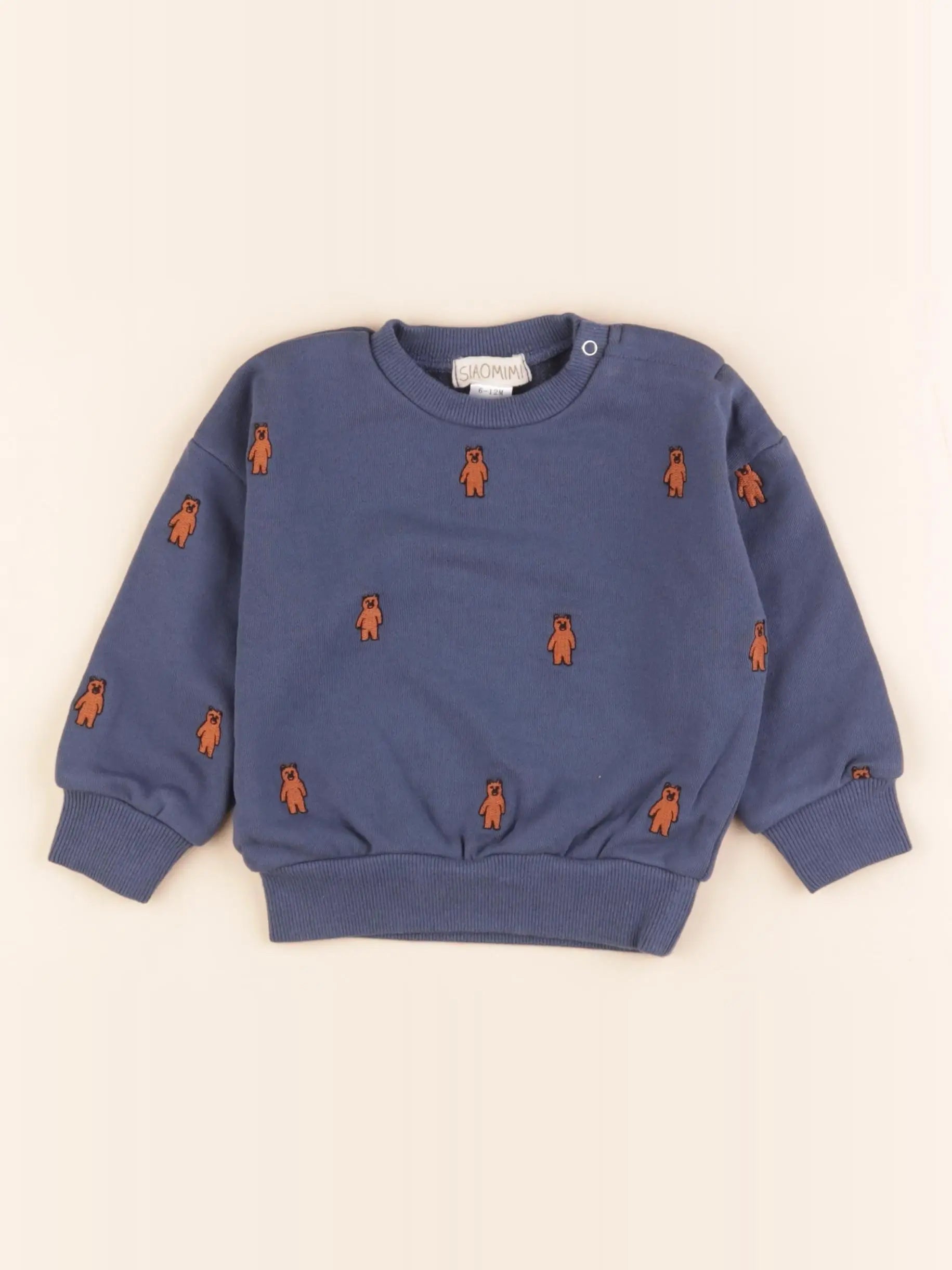 Sweat bleu, marron