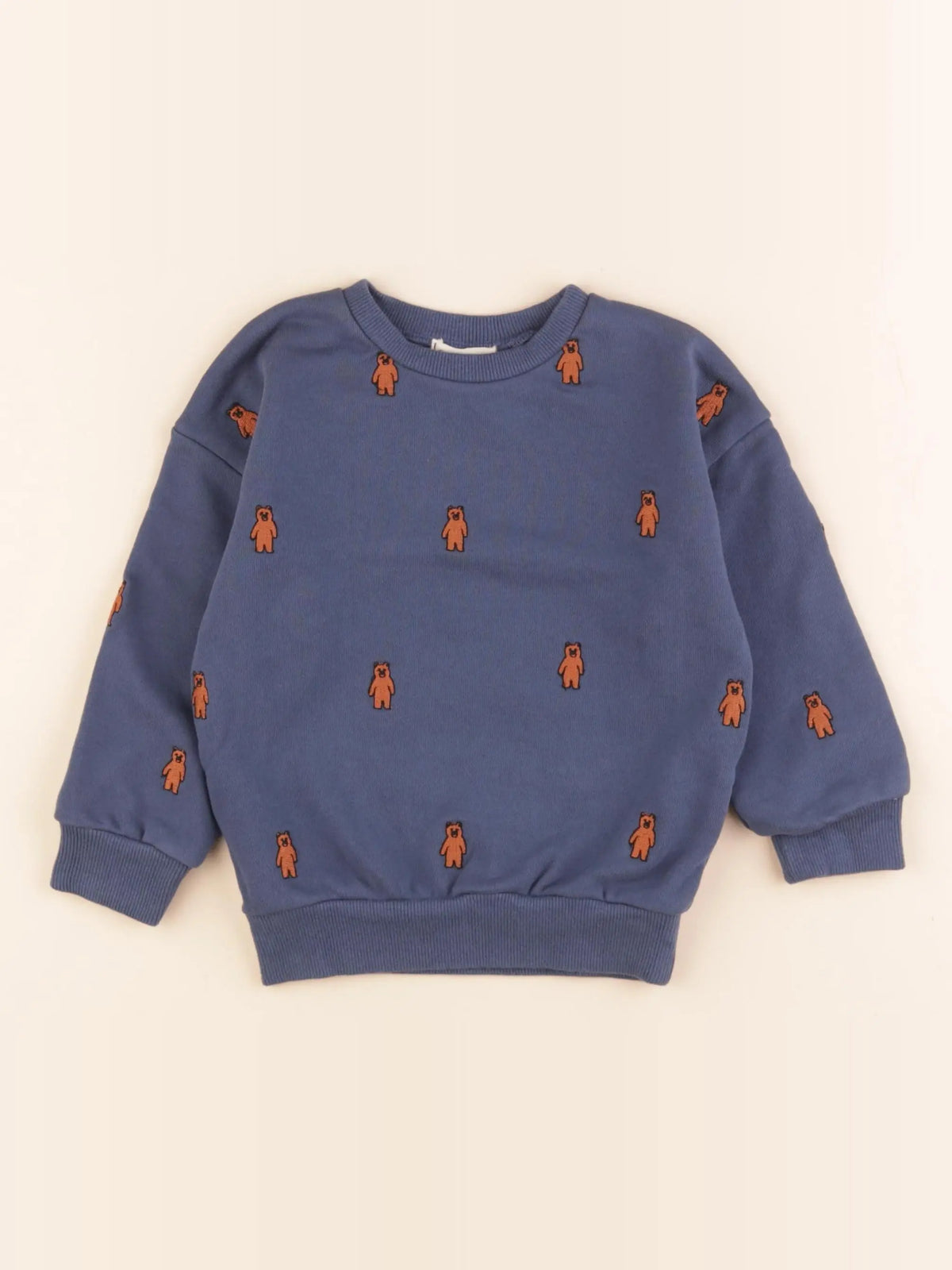 Sweat bleu, marron