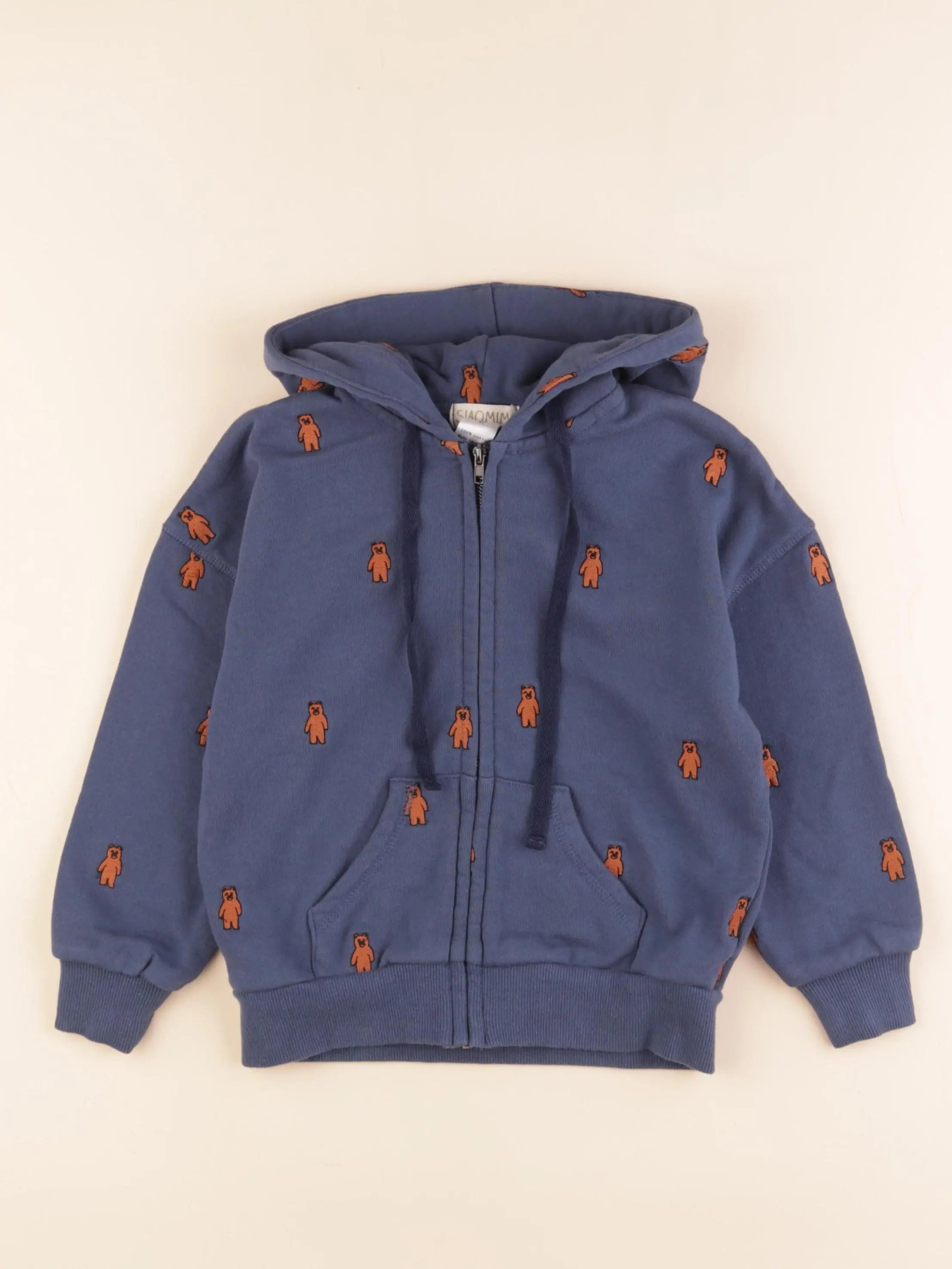 Sweat bleu, marron