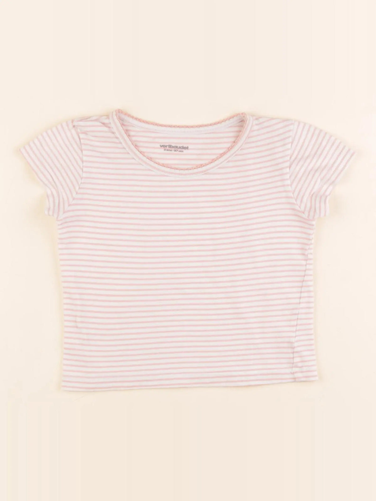 Vertbaudet - maillot de corps blanc, rose - 3 ans