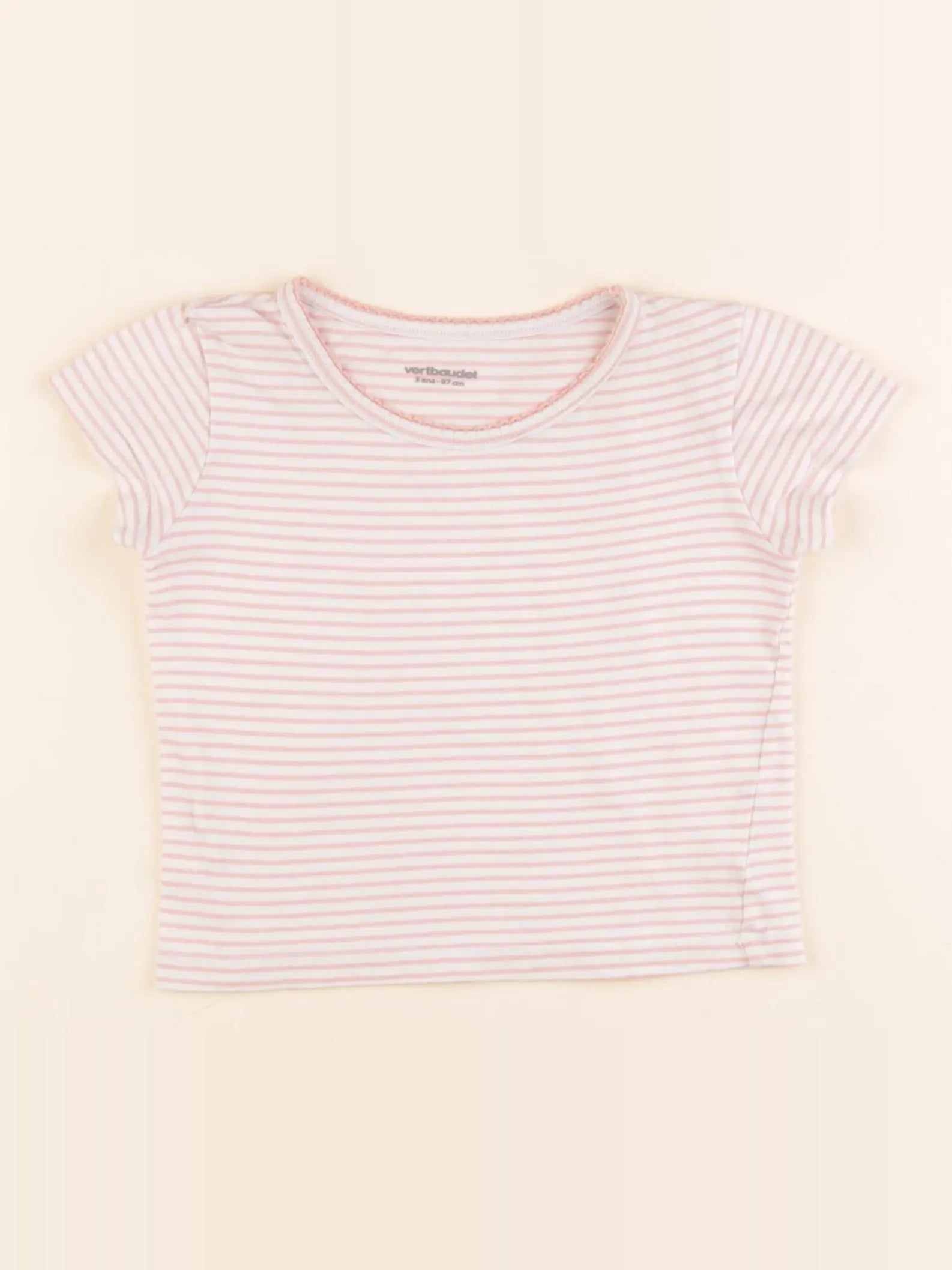 Vertbaudet - maillot de corps blanc, rose - 3 ans