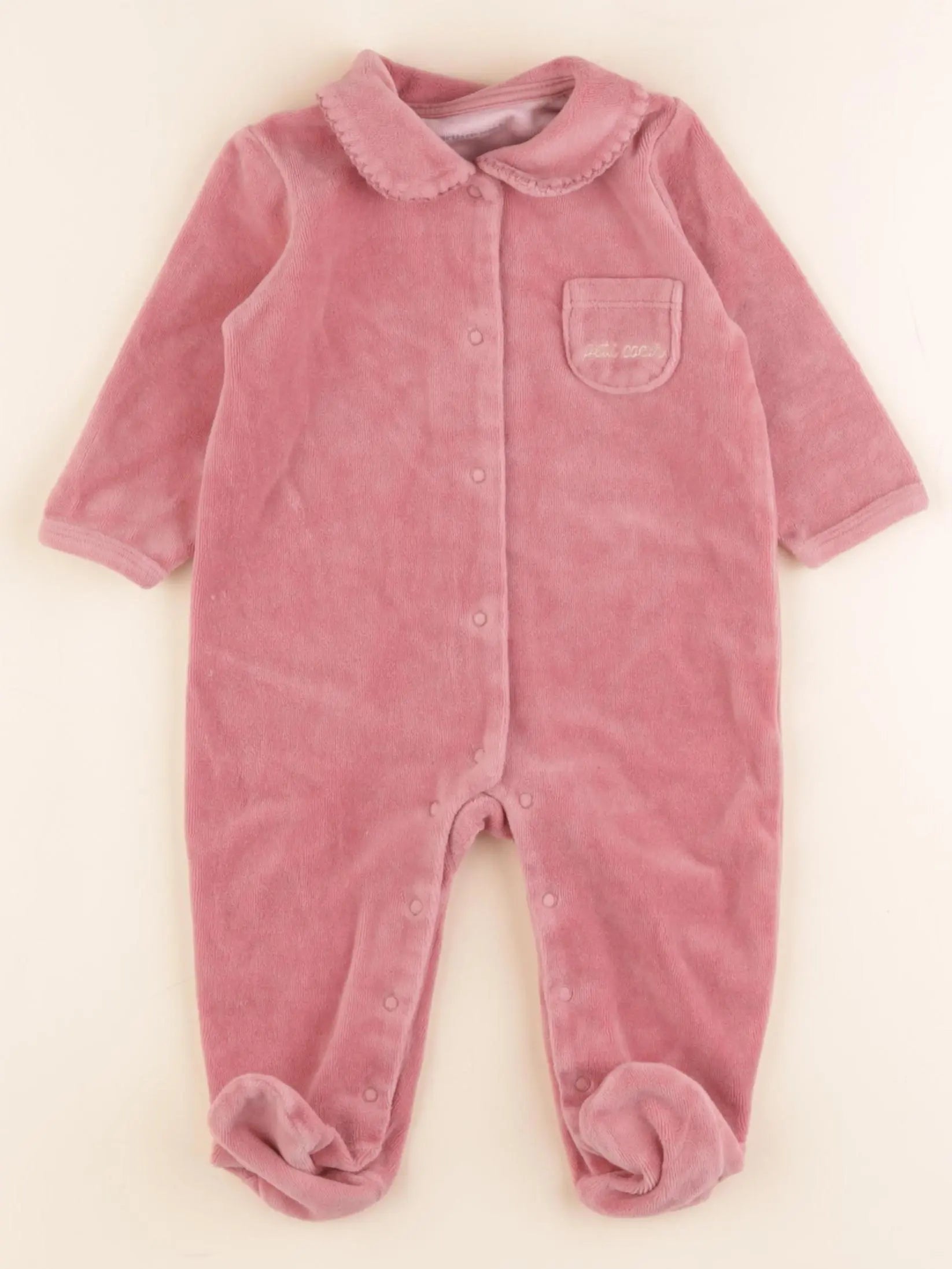 Vertbaudet - pyjama velours rose - 6 mois