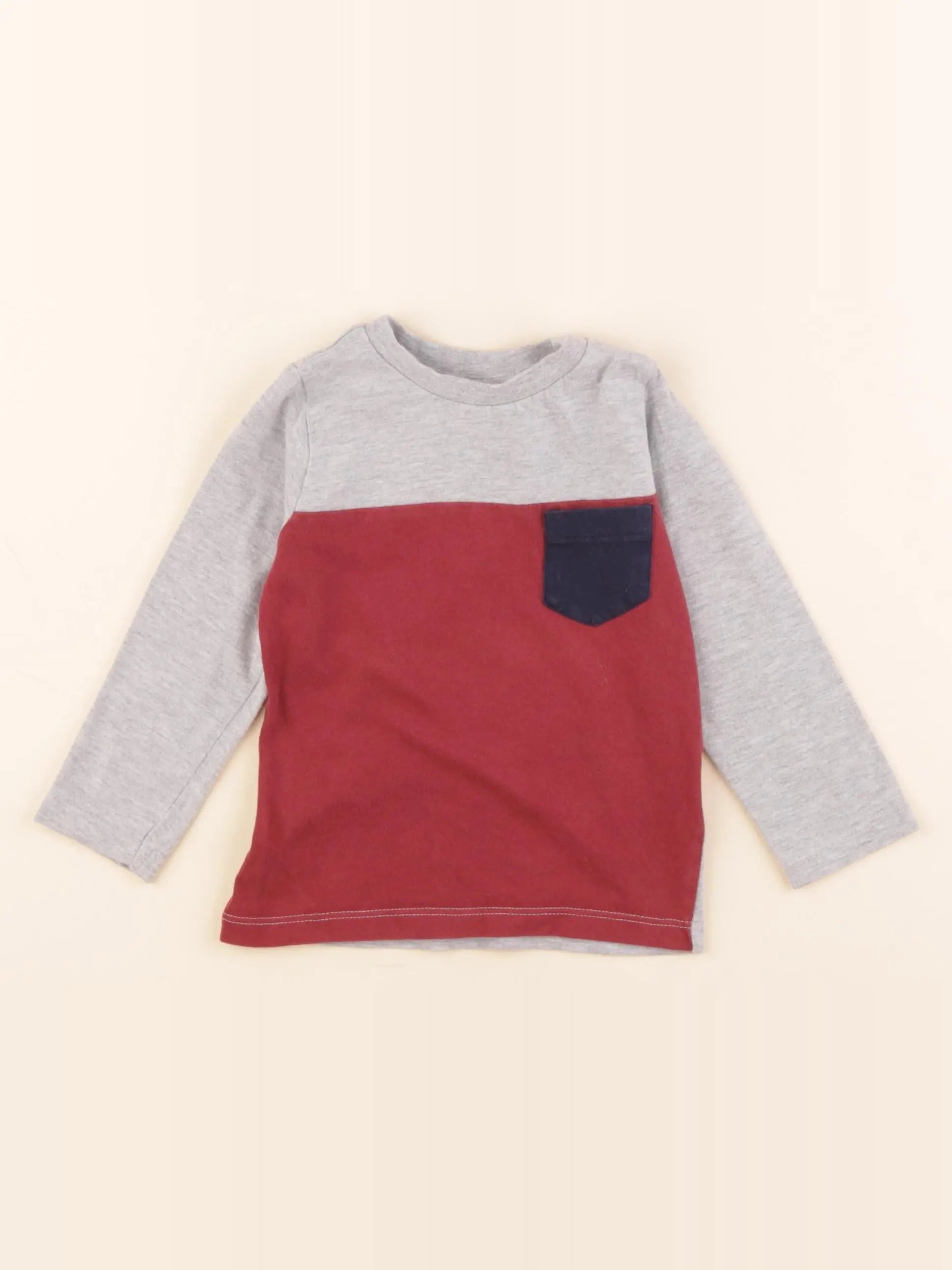 Vertbaudet - tee-shirt gris, rouge - 18 mois