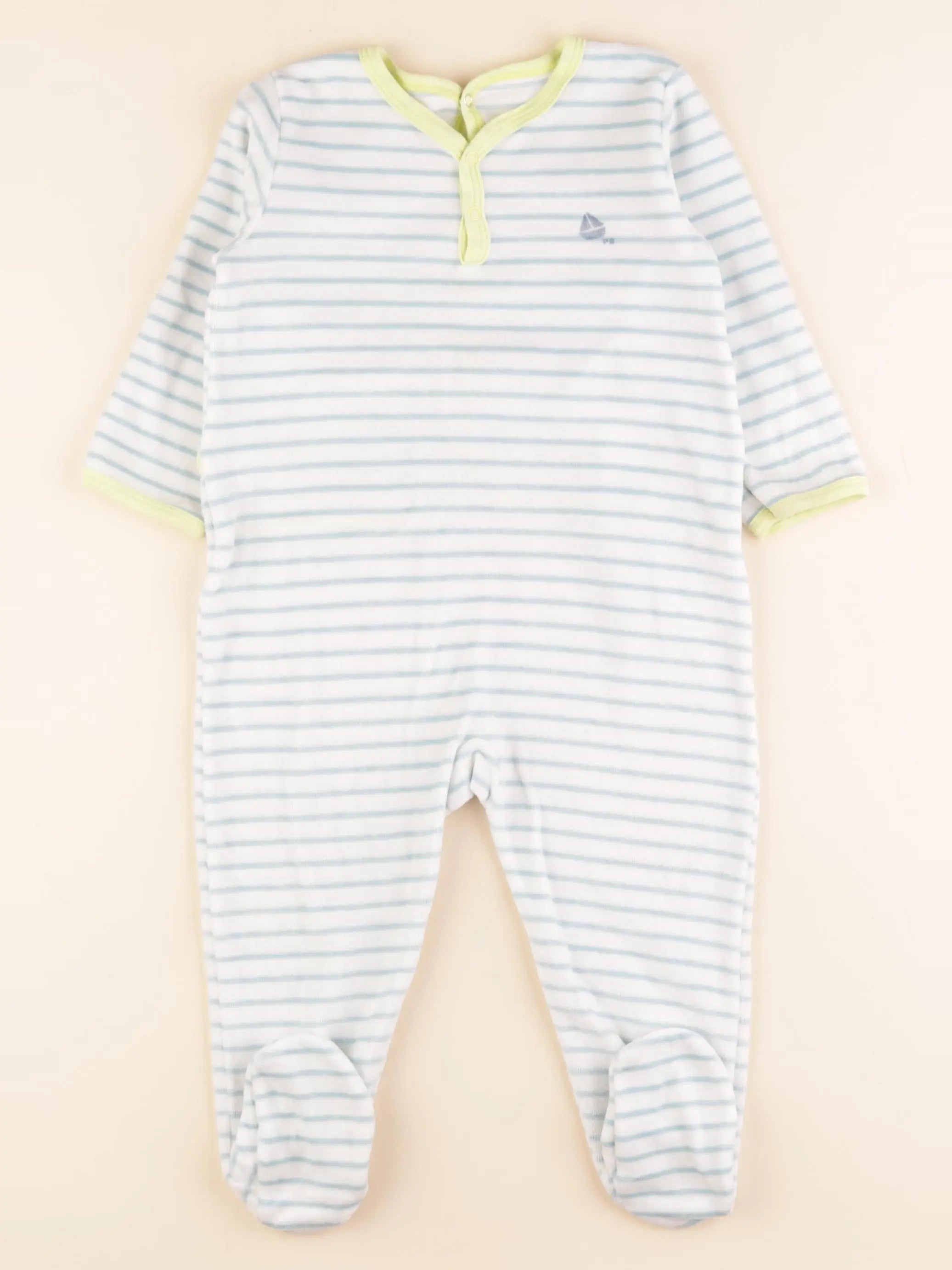 Pyjama velours blanc, bleu