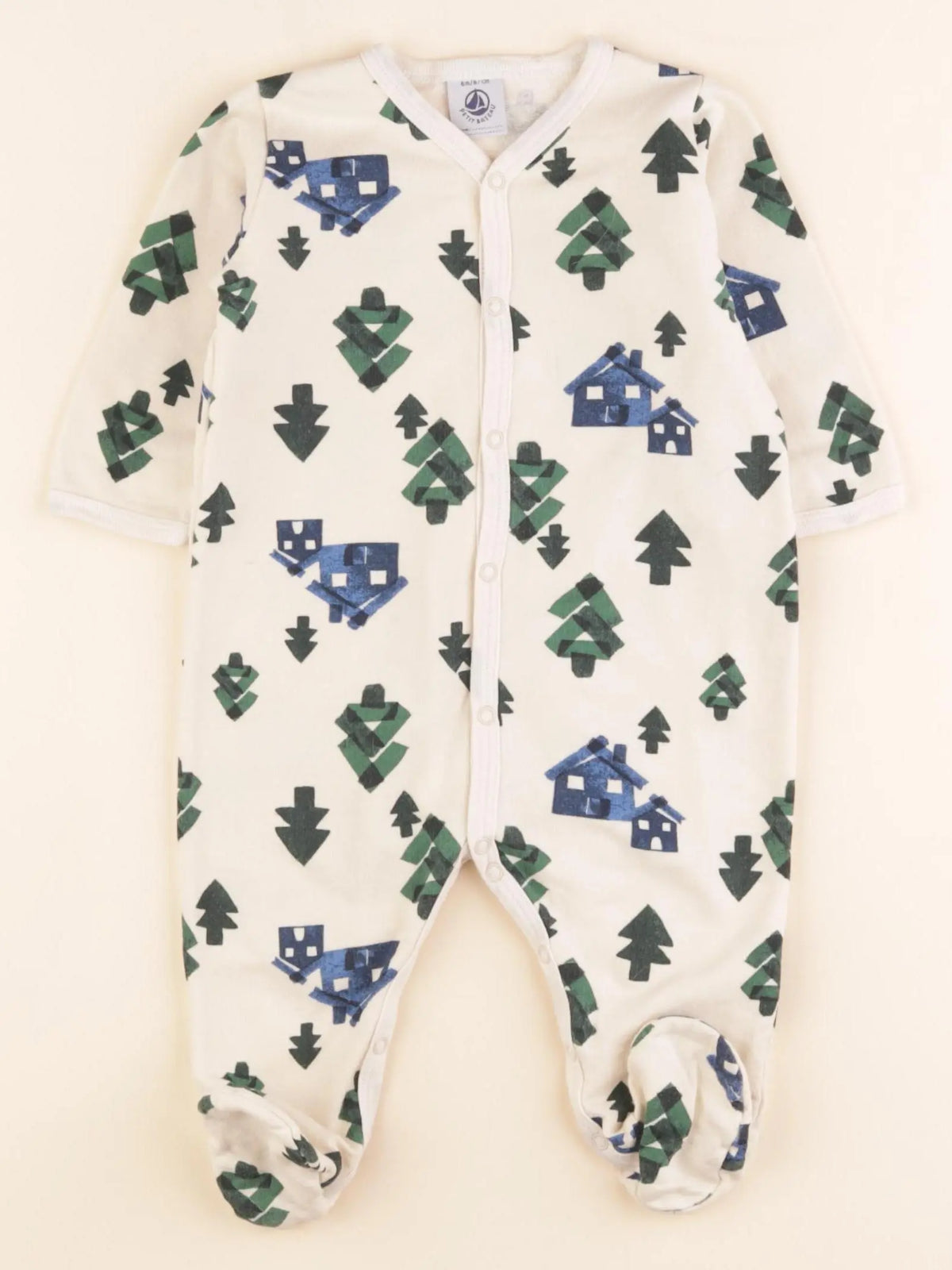 Pyjama coton beige, vert