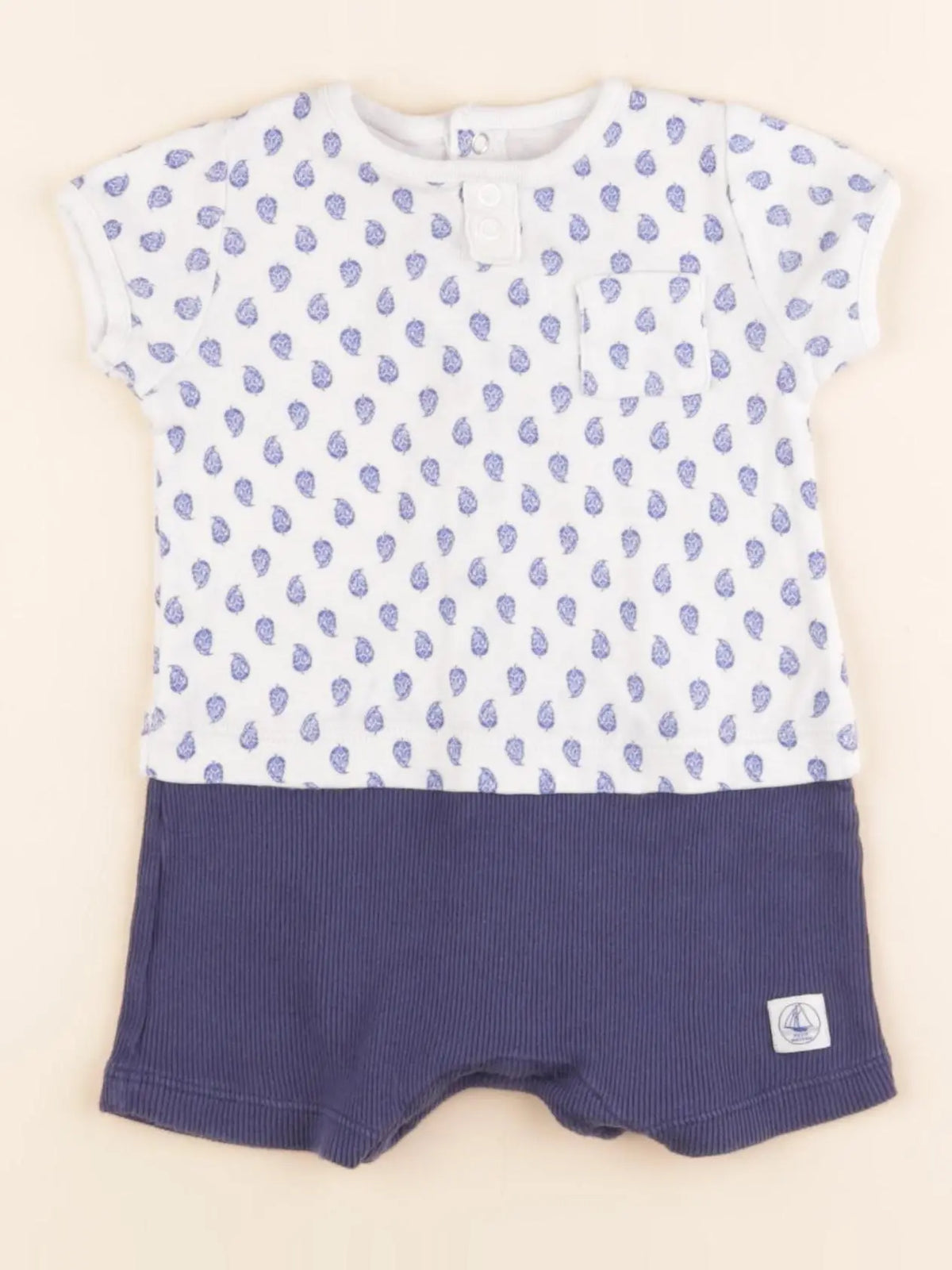 Pyjama coton bleu, blanc