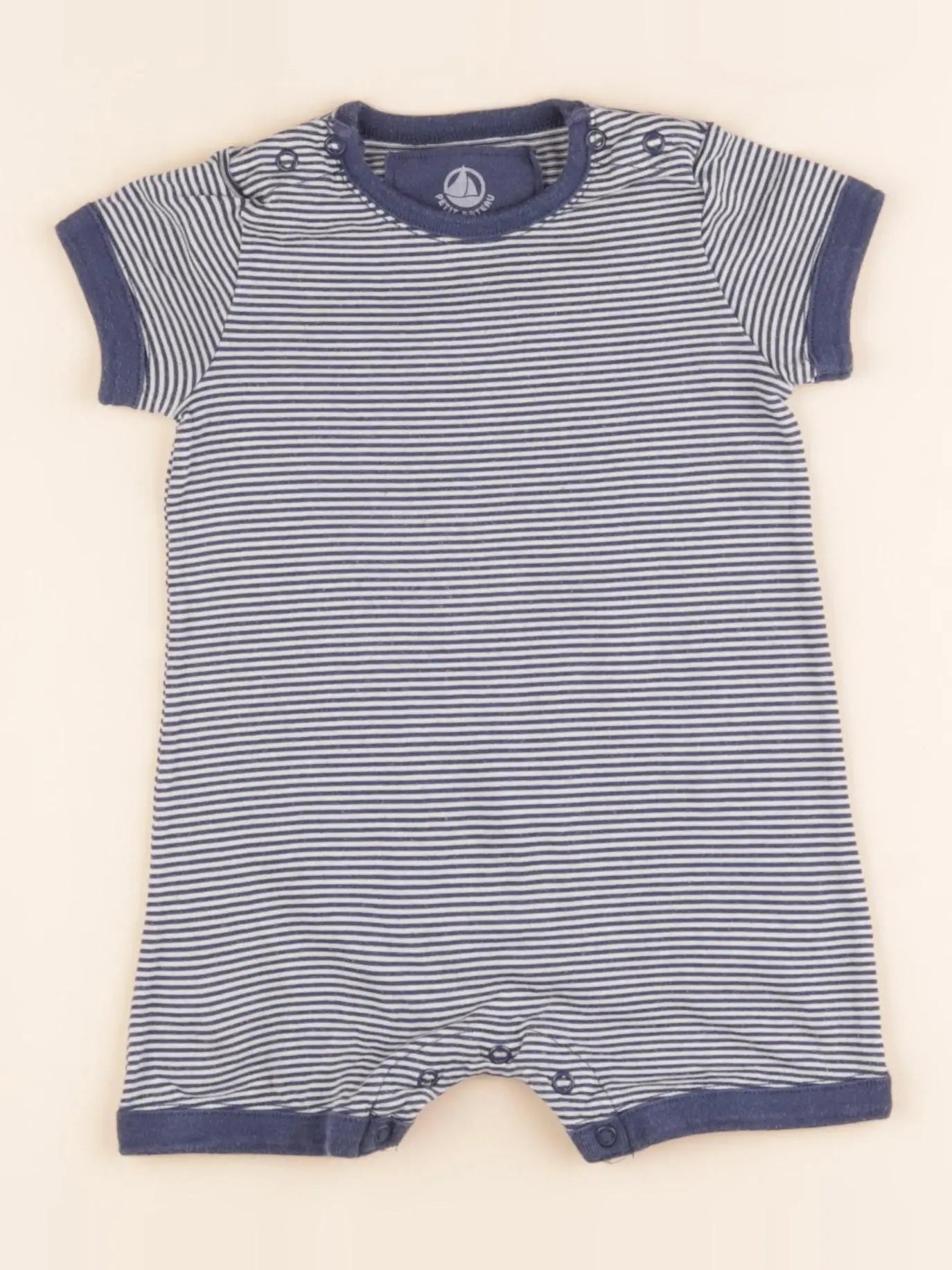 Pyjama coton blanc, bleu