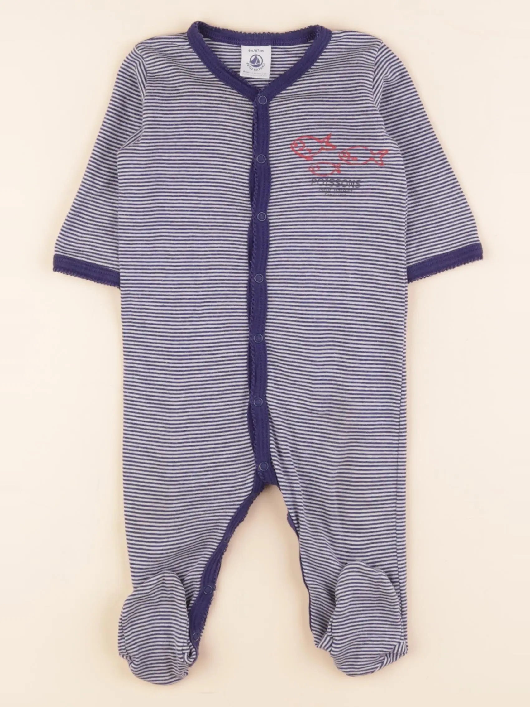 Pyjama coton bleu, blanc