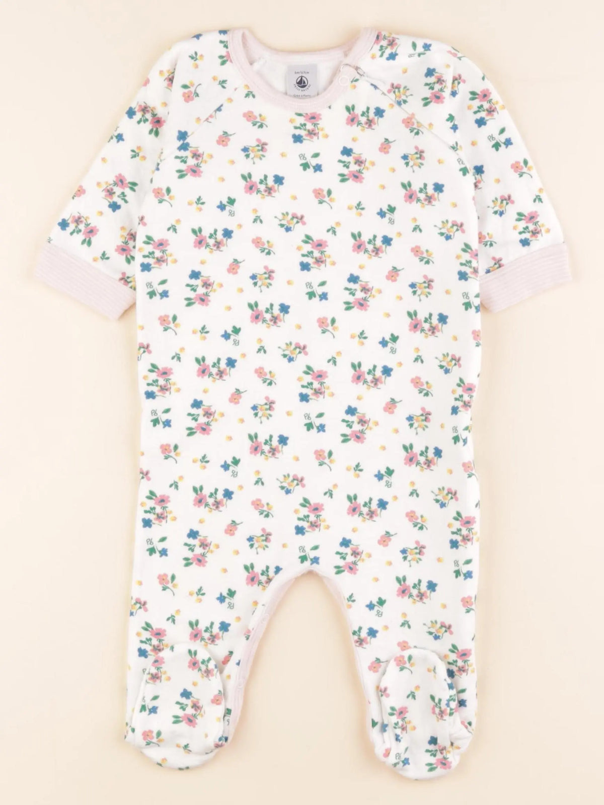 Pyjama coton blanc, rose