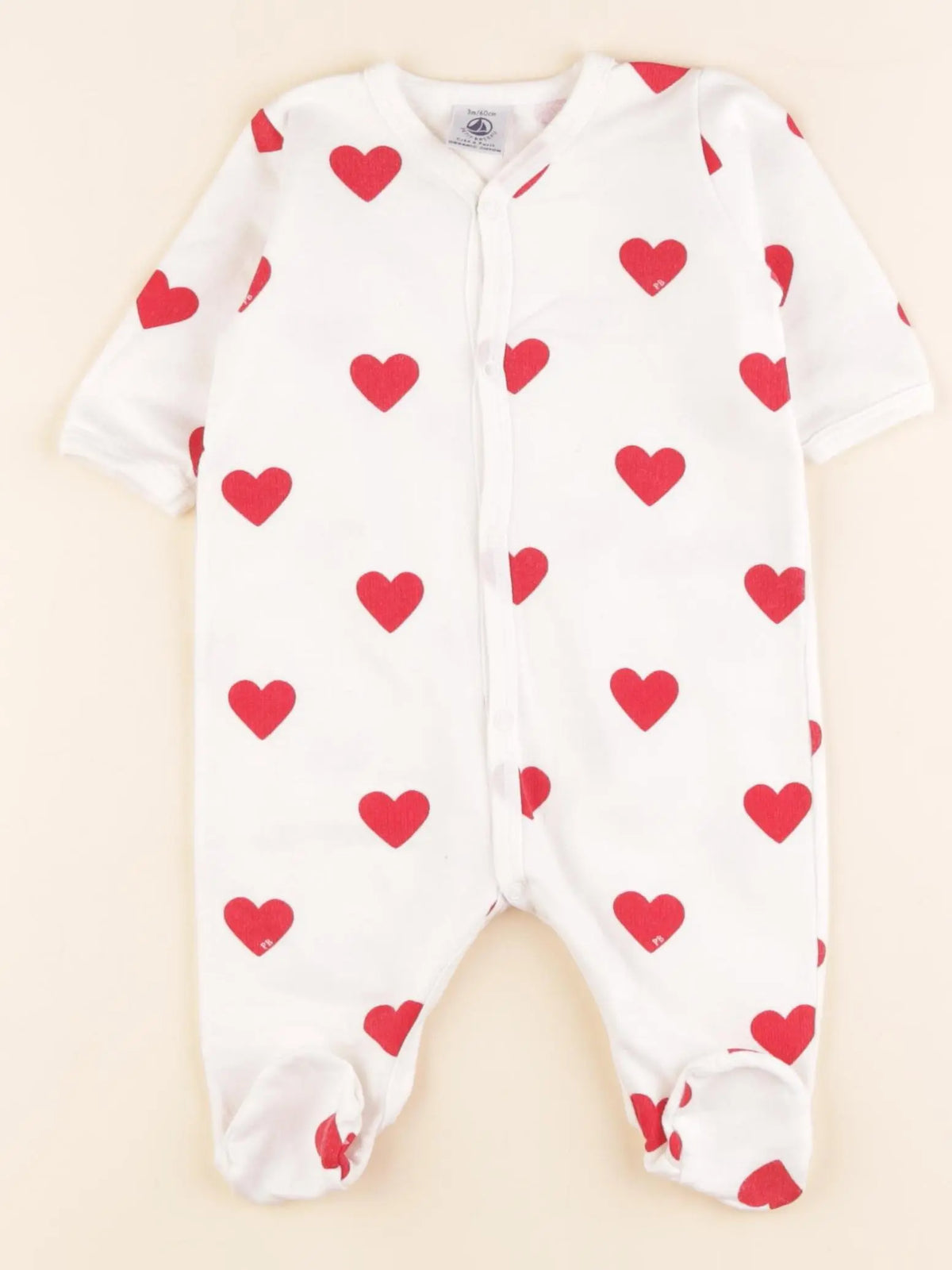 Pyjama coton blanc, rouge