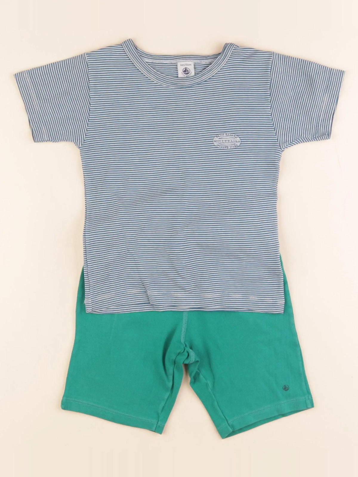 Pyjama coton bleu, vert
