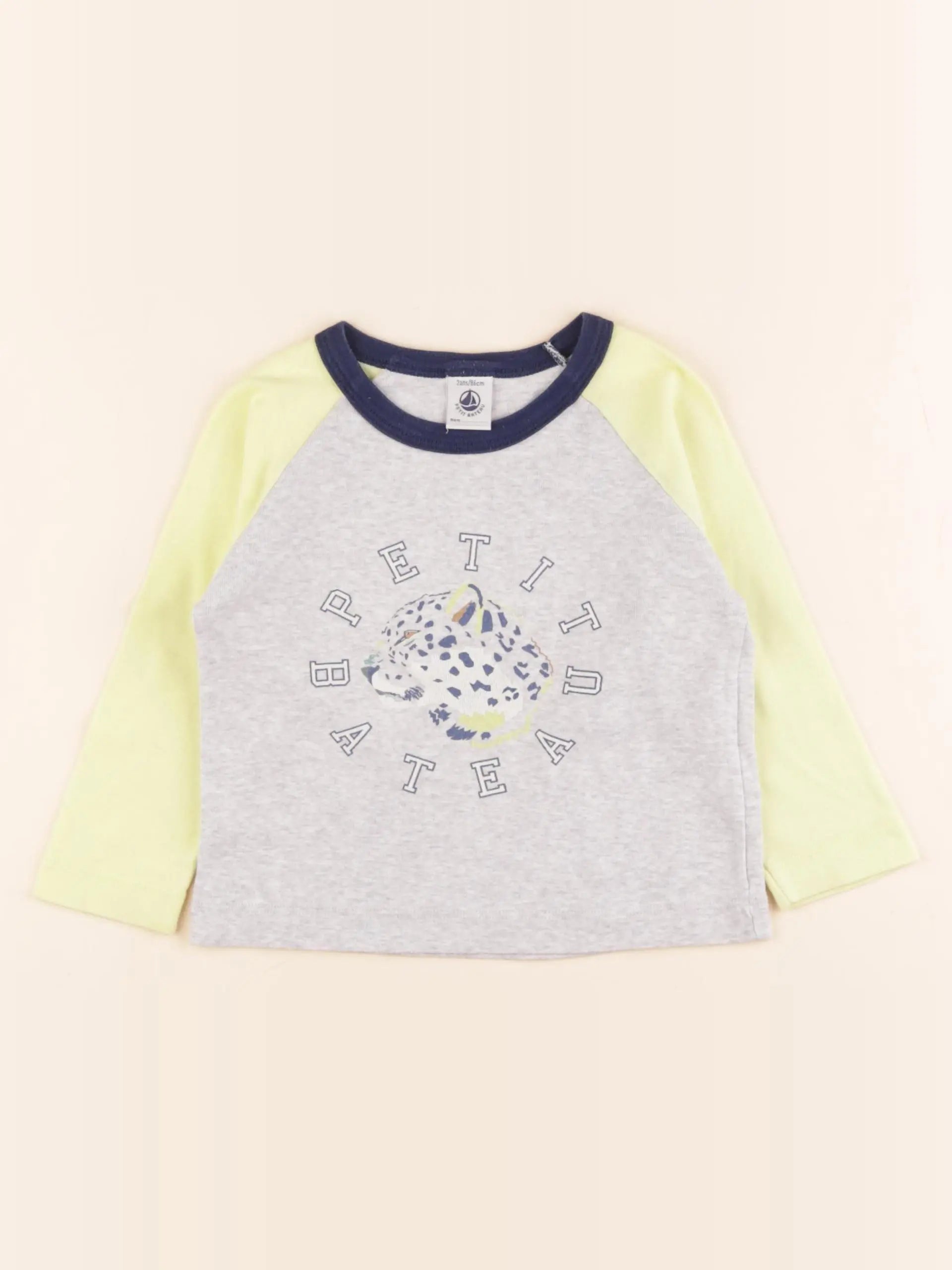 Tee-shirt gris, jaune