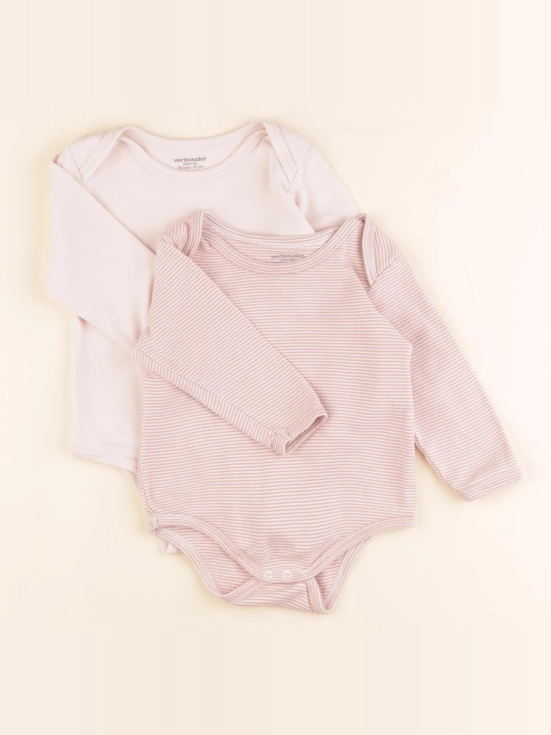 Vertbaudet - lot de 2 bodies en coton rose - 18 mois