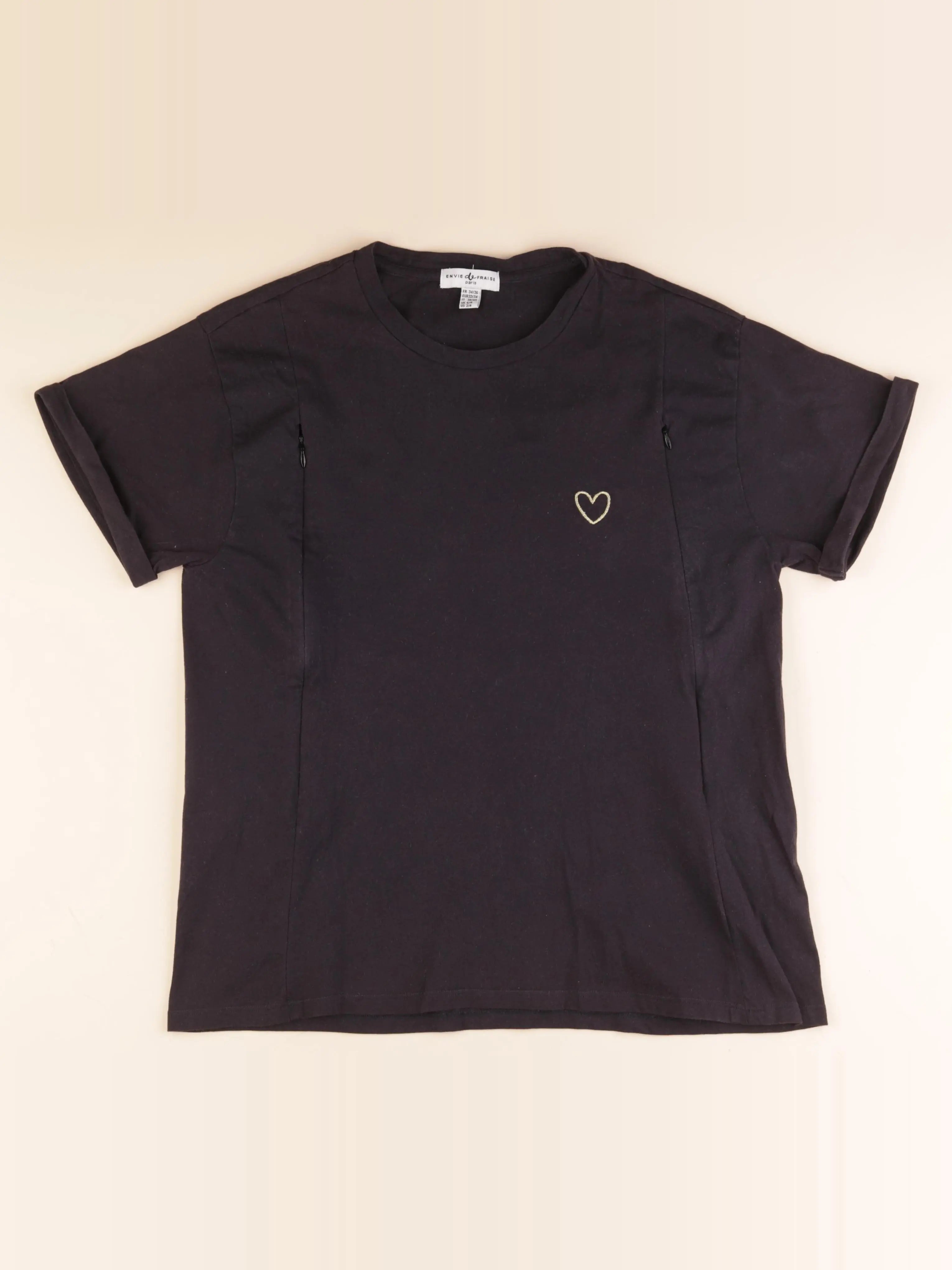 Envie de fraise - tee-shirt allaitement noir - 34 à 36